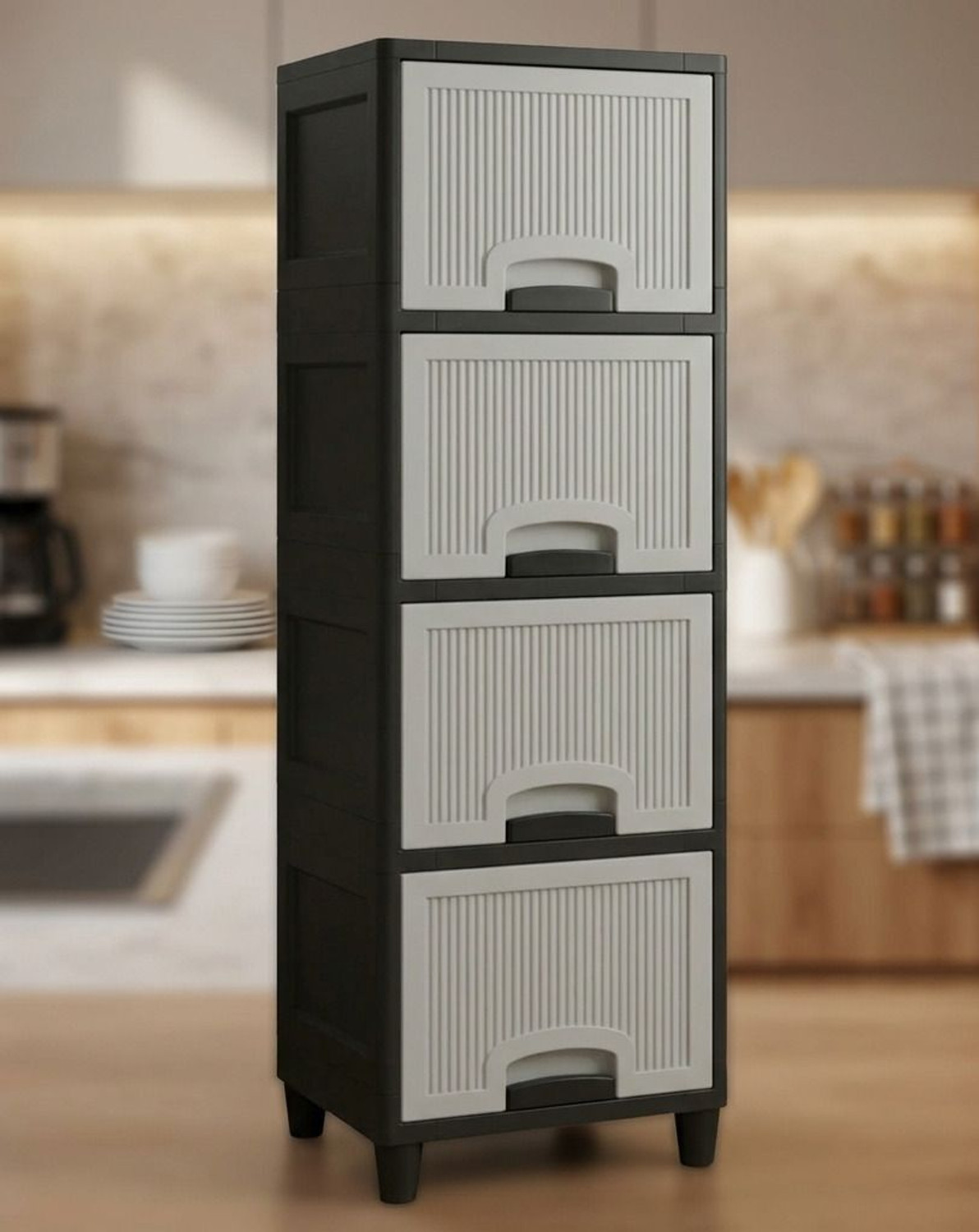 Image of vokay MULTI Layer Plastic Modular Basket Drawer Chest Storage Plastic Free Standing Cabinet (Finish Color - Multicolour, Pre-assembled)