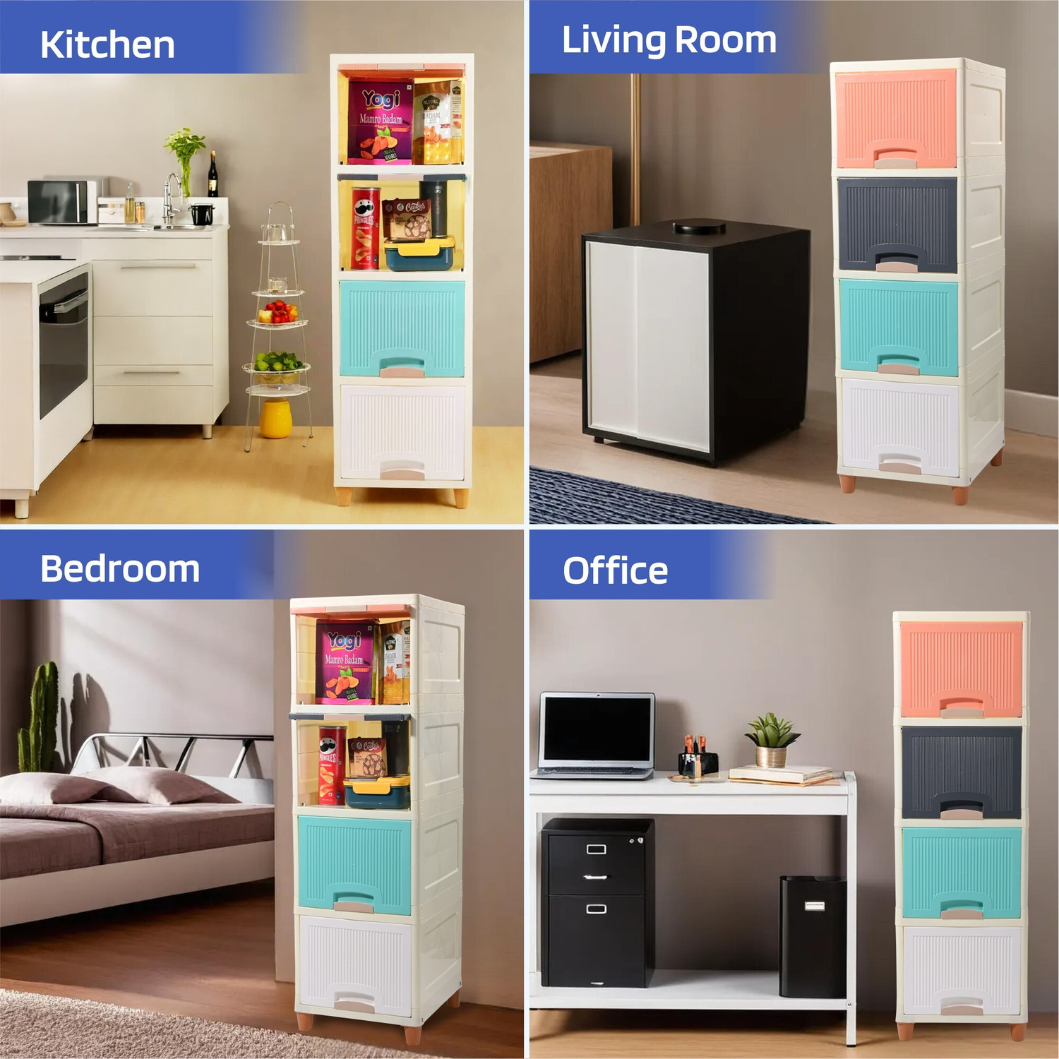 Image of HOMESTIC Plastic Free Standing Chest of Drawers (Finish Color - Multicolor, DIY(Do-It-Yourself))
