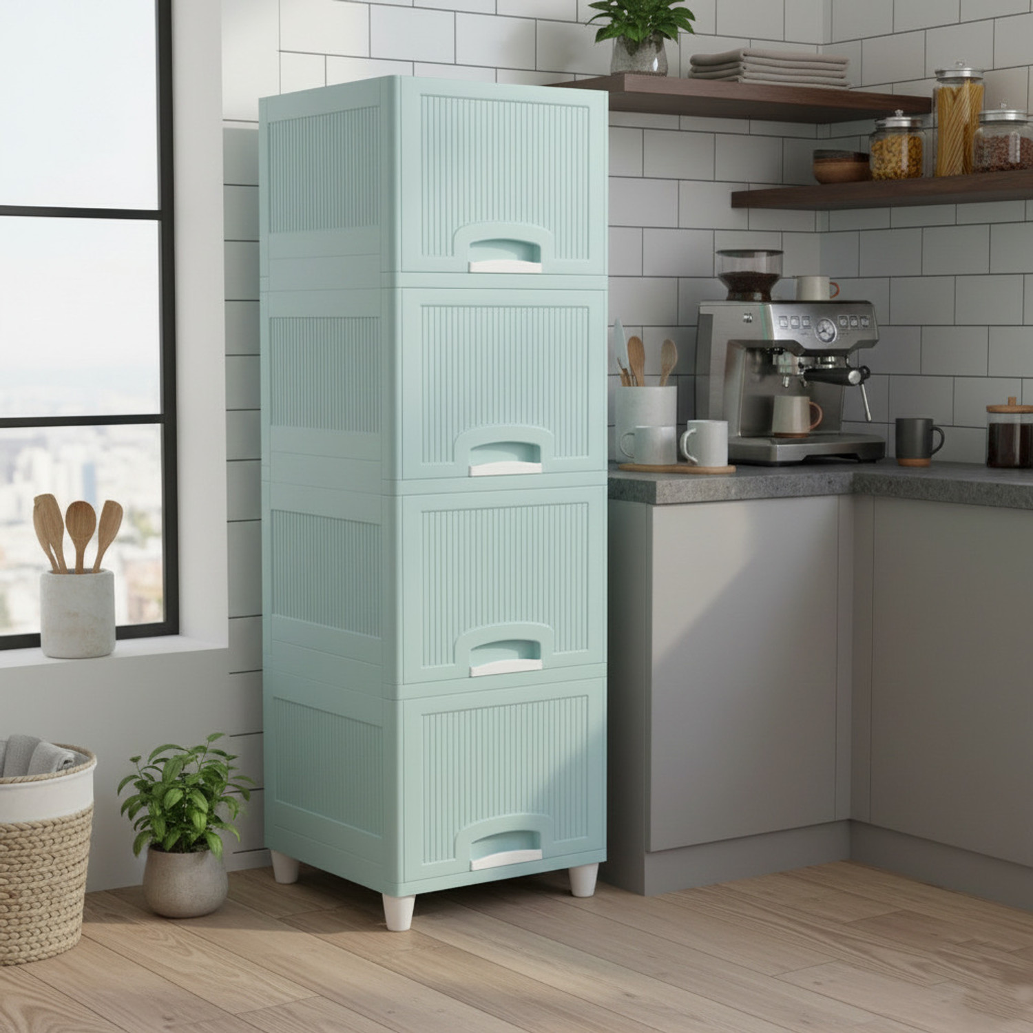 Image of JAINPET Multipurpose storage organizer cabinet drawer with multi layer option Plastic Free Standing Cabinet (Finish Color - Blue, Door Type- Frameless Sliding, DIY(Do-It-Yourself))
