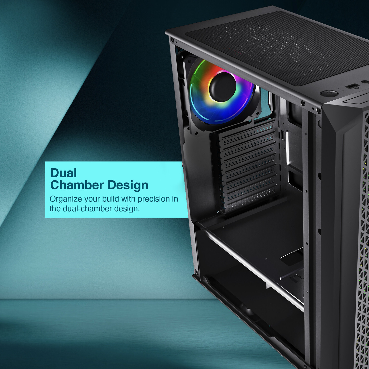 Image of FINGERS Commando-E14 Full ATX Cabinet with USB 2.0 and USB 3.0 Ports Compatible with Computer (Black)