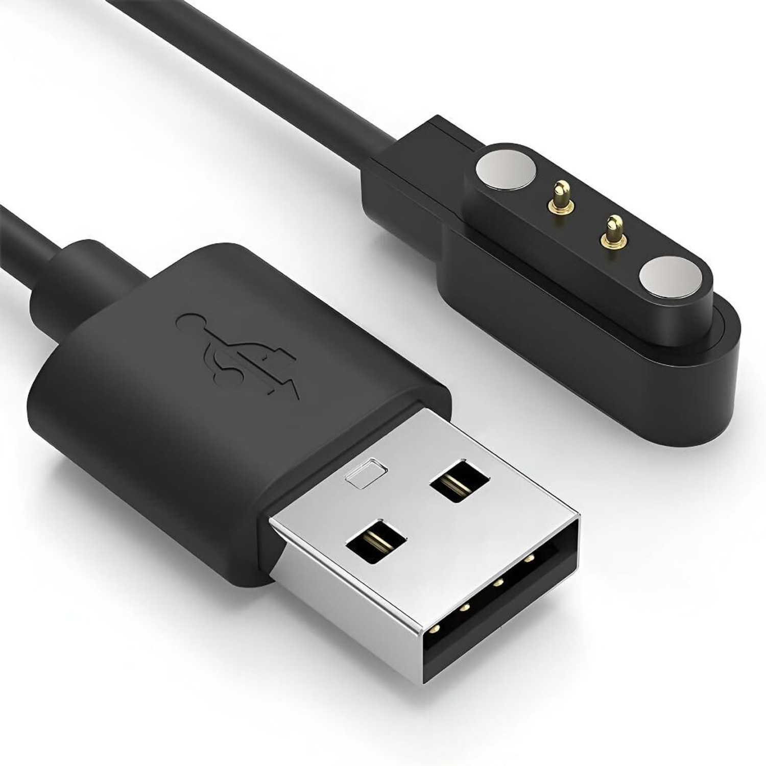 Image of Umake Magnetic Charging Cable 3.5 A 1 m Nylon BRAIDING Smart Watch Charger Cable | USB Magnetic Fast Charging Cord | Replacement Charging Cable for Smartwatch | 1 Meter (Compatible with iphone,oppo,realme,narzo,oneplus,vivo,iqoo,samsung,motorola,mi,redmi,poco, Apple, Black, One Cable, NA)