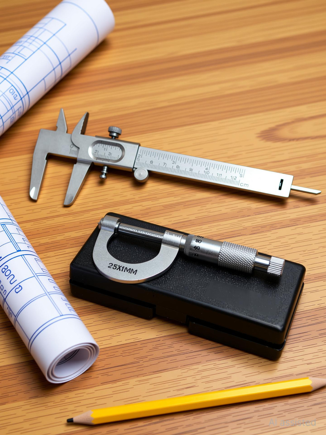 Image of BALRAMA 2pc Combo 125 mm Slide Wheel SS Vernier Caliper + 25 mm Micrometer Screw Gauge Mild Steel Chrome Plated Measurement for any Objects Inside, Outside and Depth Micrometer Caliper (0-125 mm)