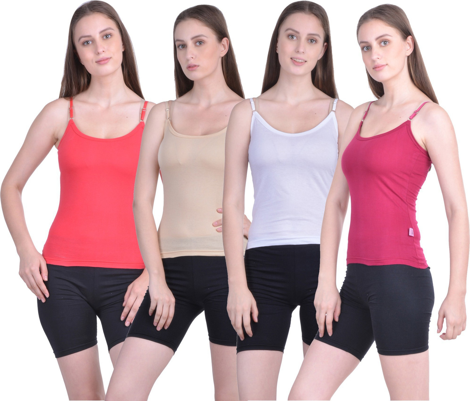 Image of Dixcy Slimz Women Multicolor Camisole (Pack of 5)