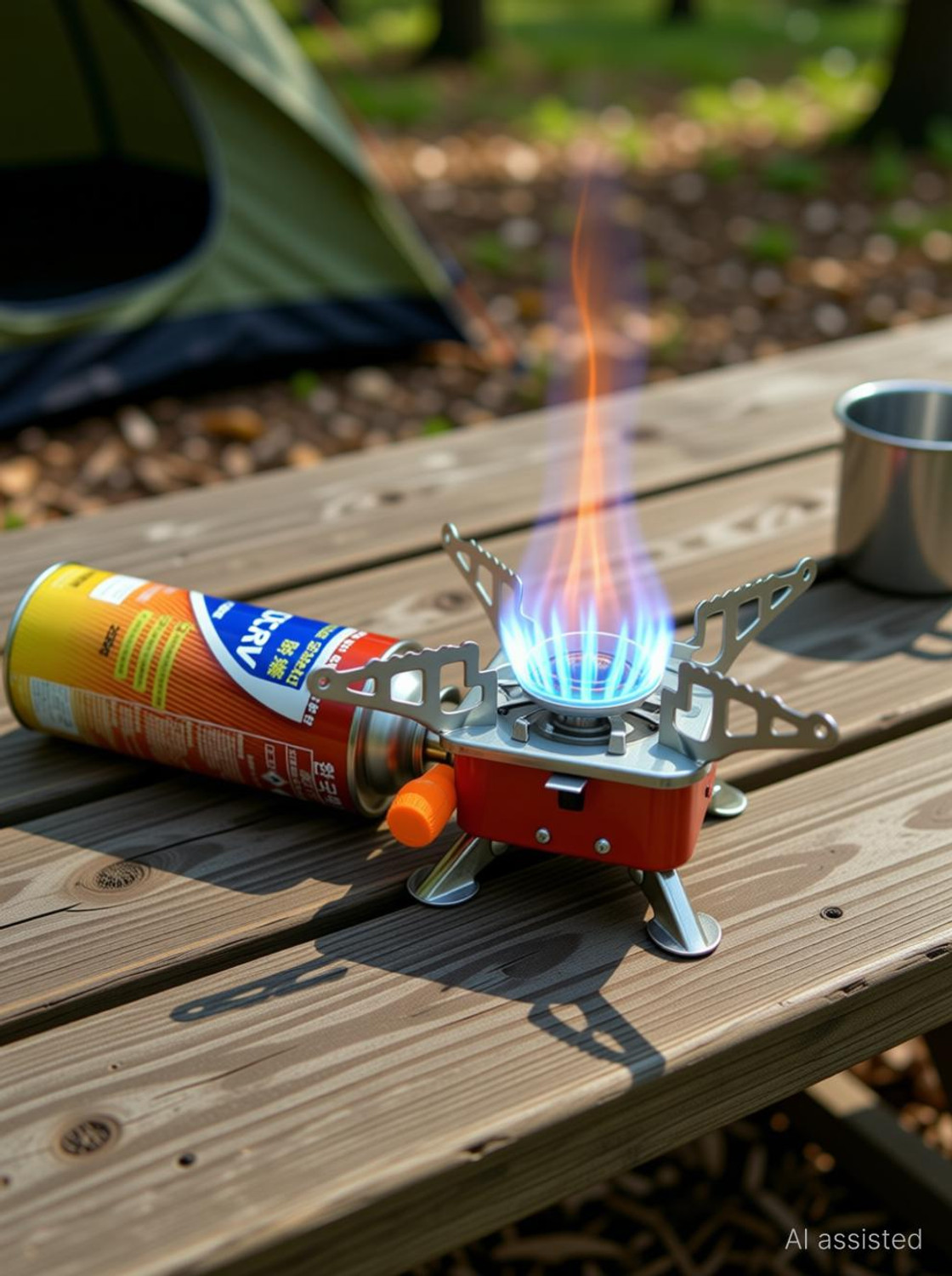 Image of TECHEL Mini Portable Square Shaped Gas Burner Camping Stove Wiyhout Cylinder NBM31 Stainless Steel Manual Gas Stove (1 Burners)