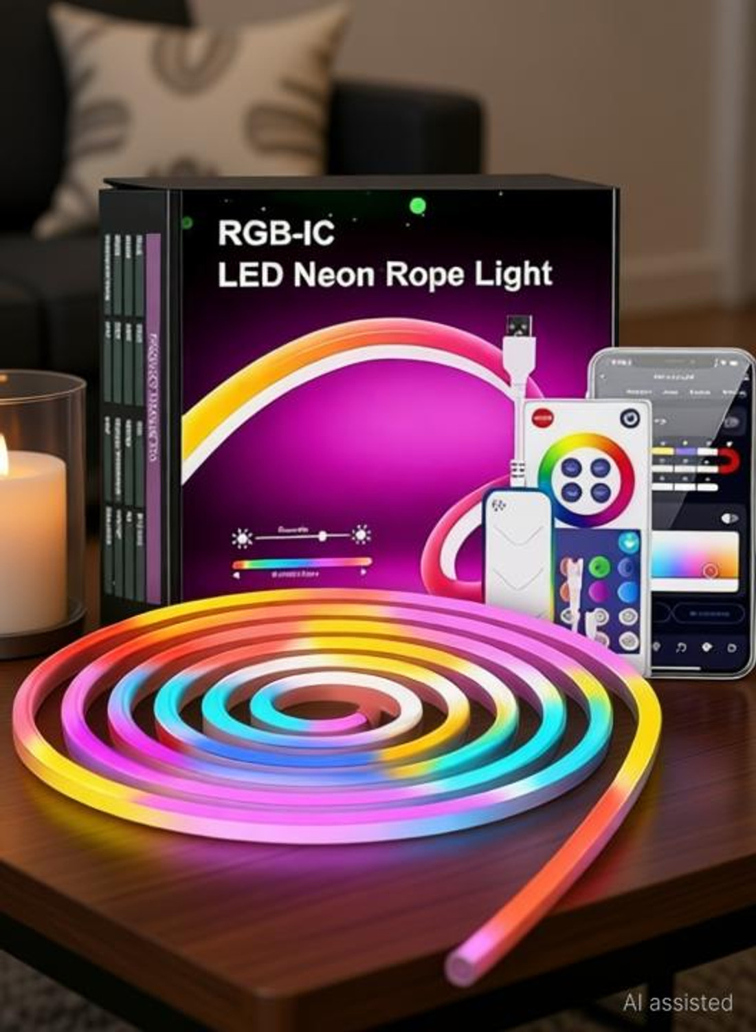 Kavyashine Neon Rope Lights 16.4FT RGB LED Strip - Image 1