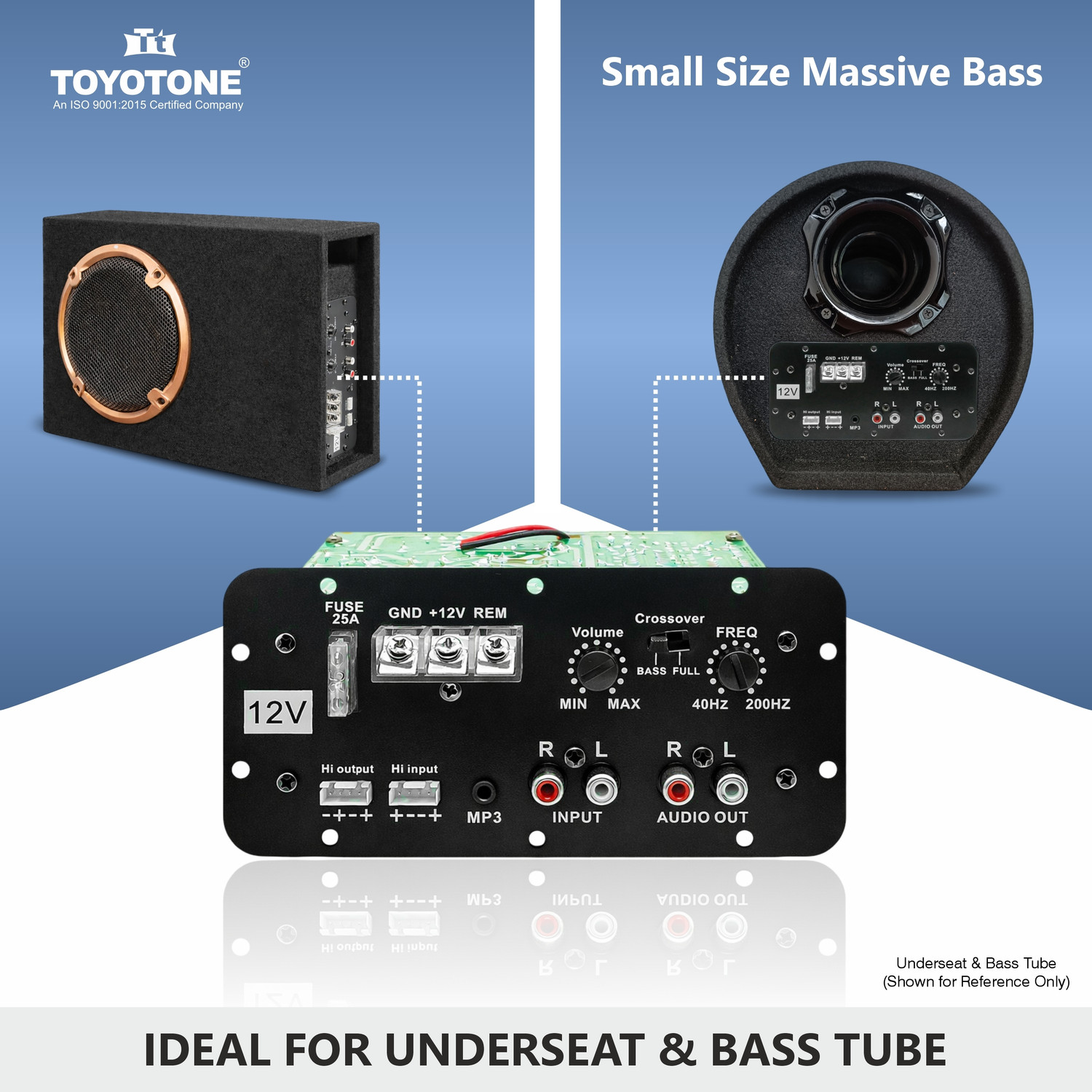 Image of TOYOTONE 12V Mono Channel 120W Car Amplifier For Bass Tube and Subwoofer Kit Mono Class AB Car Amplifier