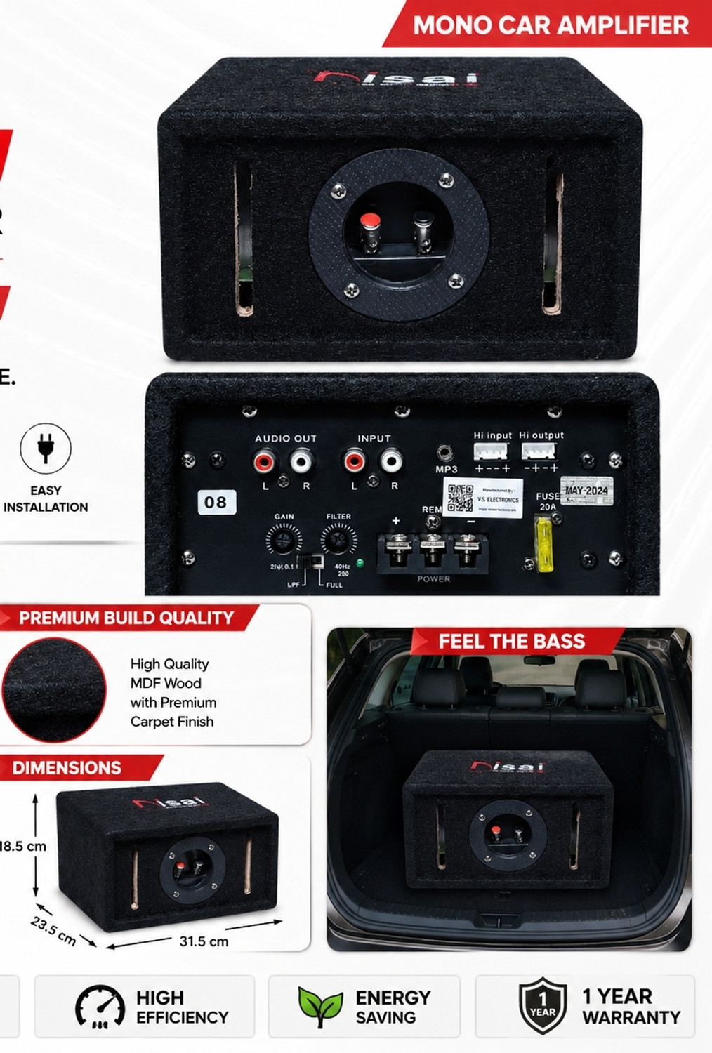 Image of TOYOTONE 12V Mono Channel 120W Car Amplifier For Bass Tube and Subwoofer Kit Mono Class AB Car Amplifier