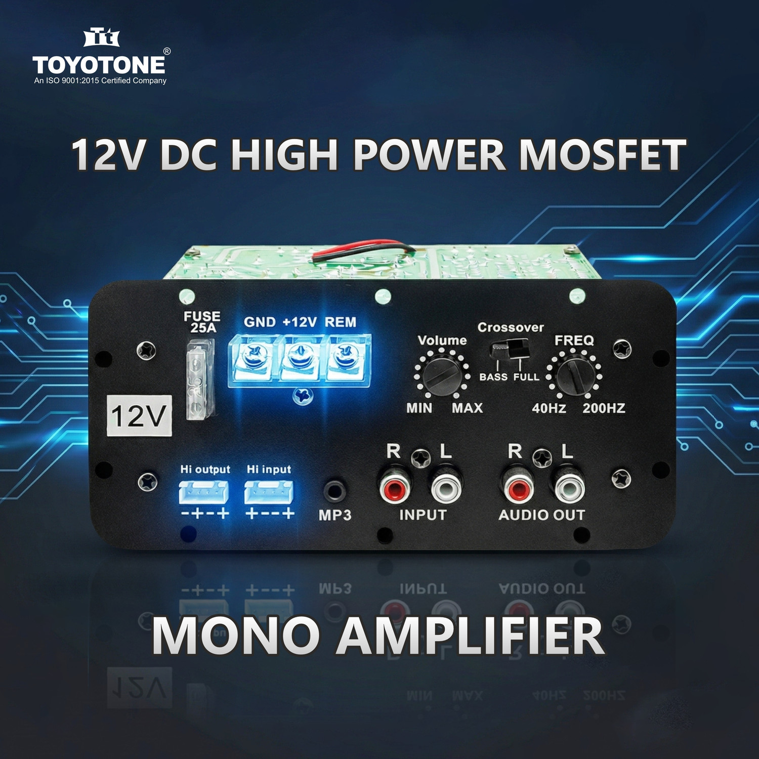 Image of TOYOTONE 12V Mono Channel 120W Car Amplifier For Bass Tube and Subwoofer Kit Mono Class AB Car Amplifier