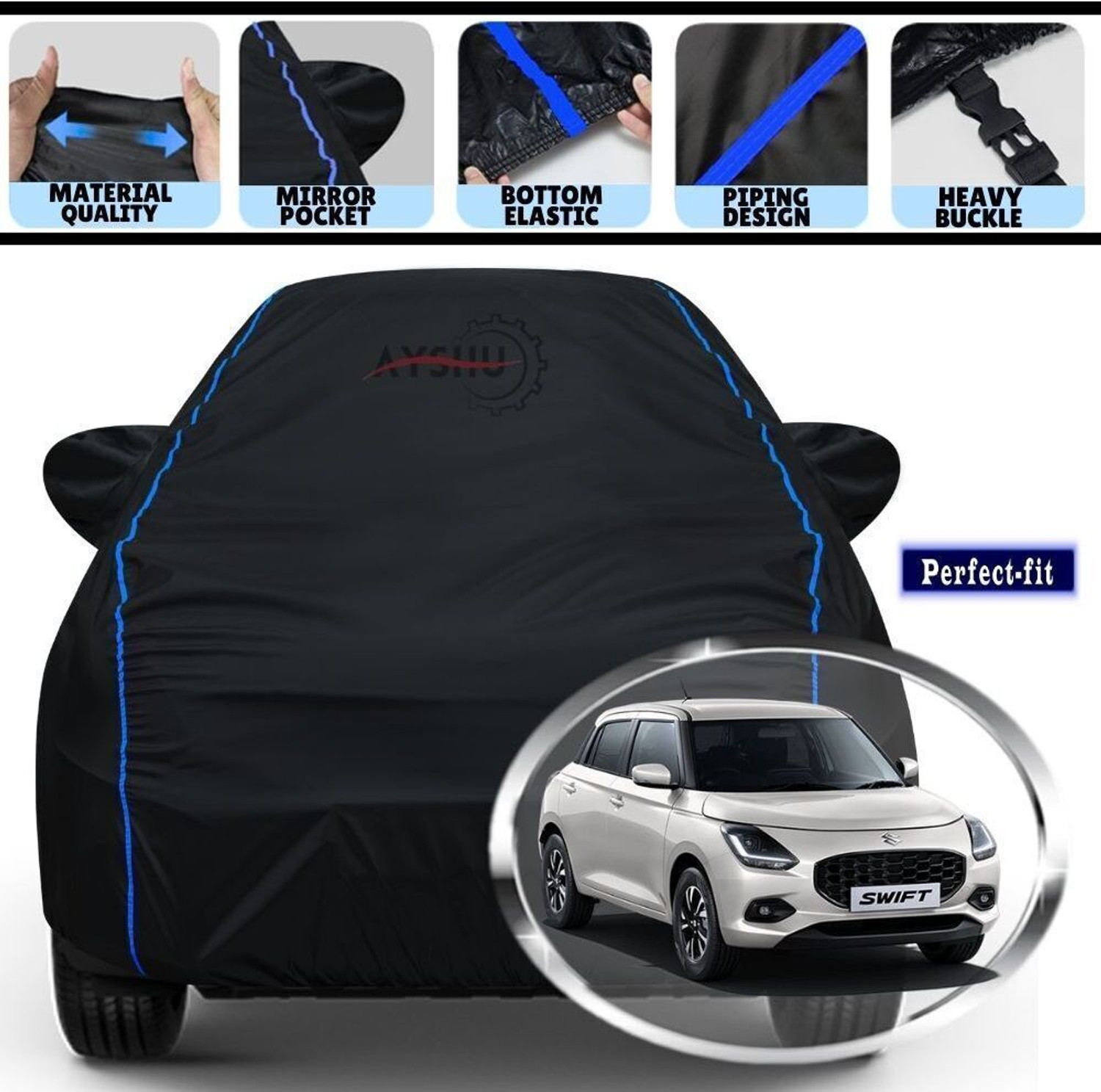Image of BOTAUTO Hyundai Elite i20, Elite i20 Asta 1.2, Universal For Car Body Cover (Blue, For 2008, 2009, 2010, 2011, 2012, 2013, 2014, 2015, 2016, 2017, 2018, 2019, 2020, 2021, 2022, 2023 Models)