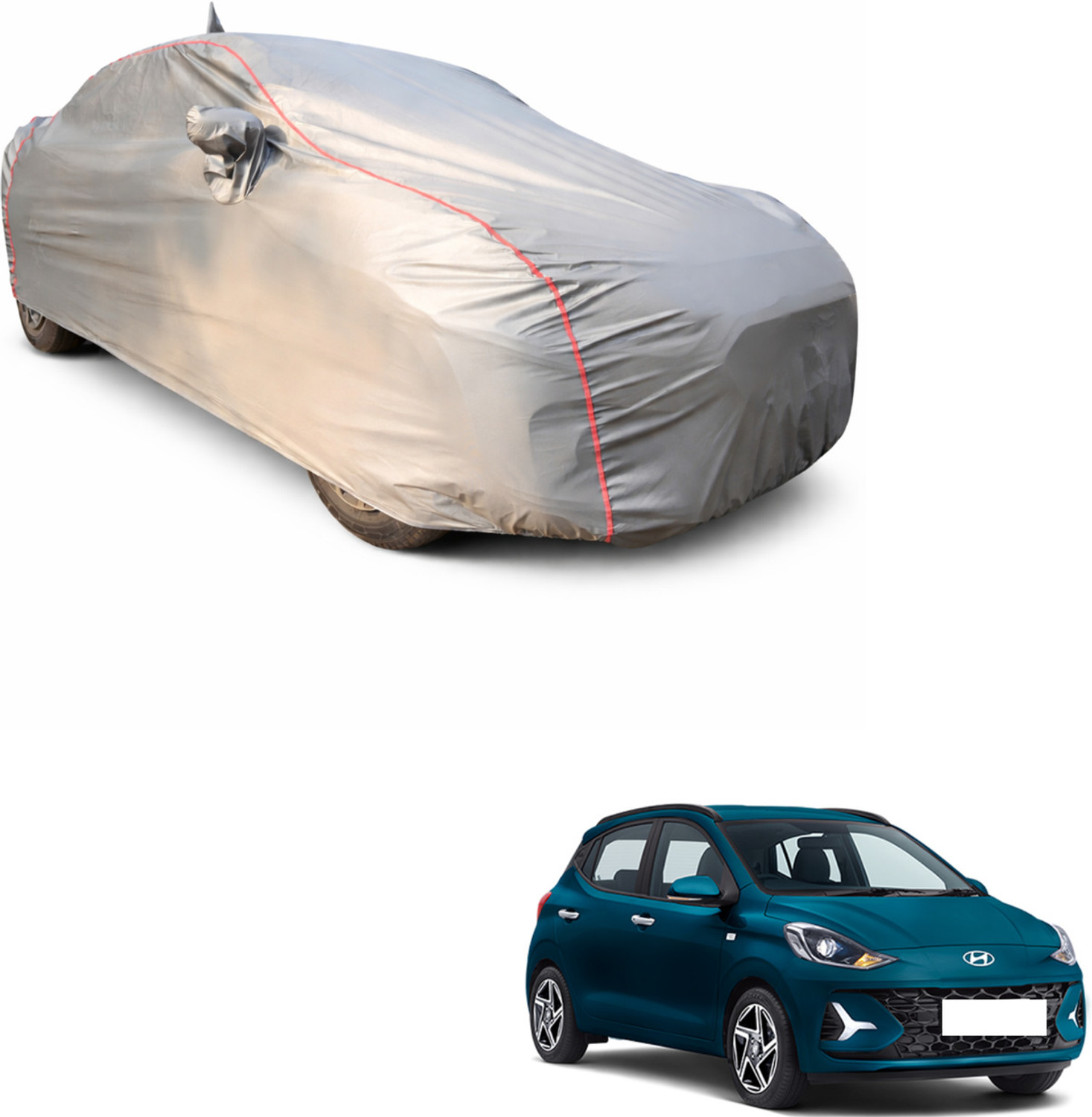 Image of FABTEC Hyundai Grand i10 Body Cover (Silver, Black, For 2026, 2025, 2024, 2023, 2022, 2021, 2020, 2019, 2018 Models)