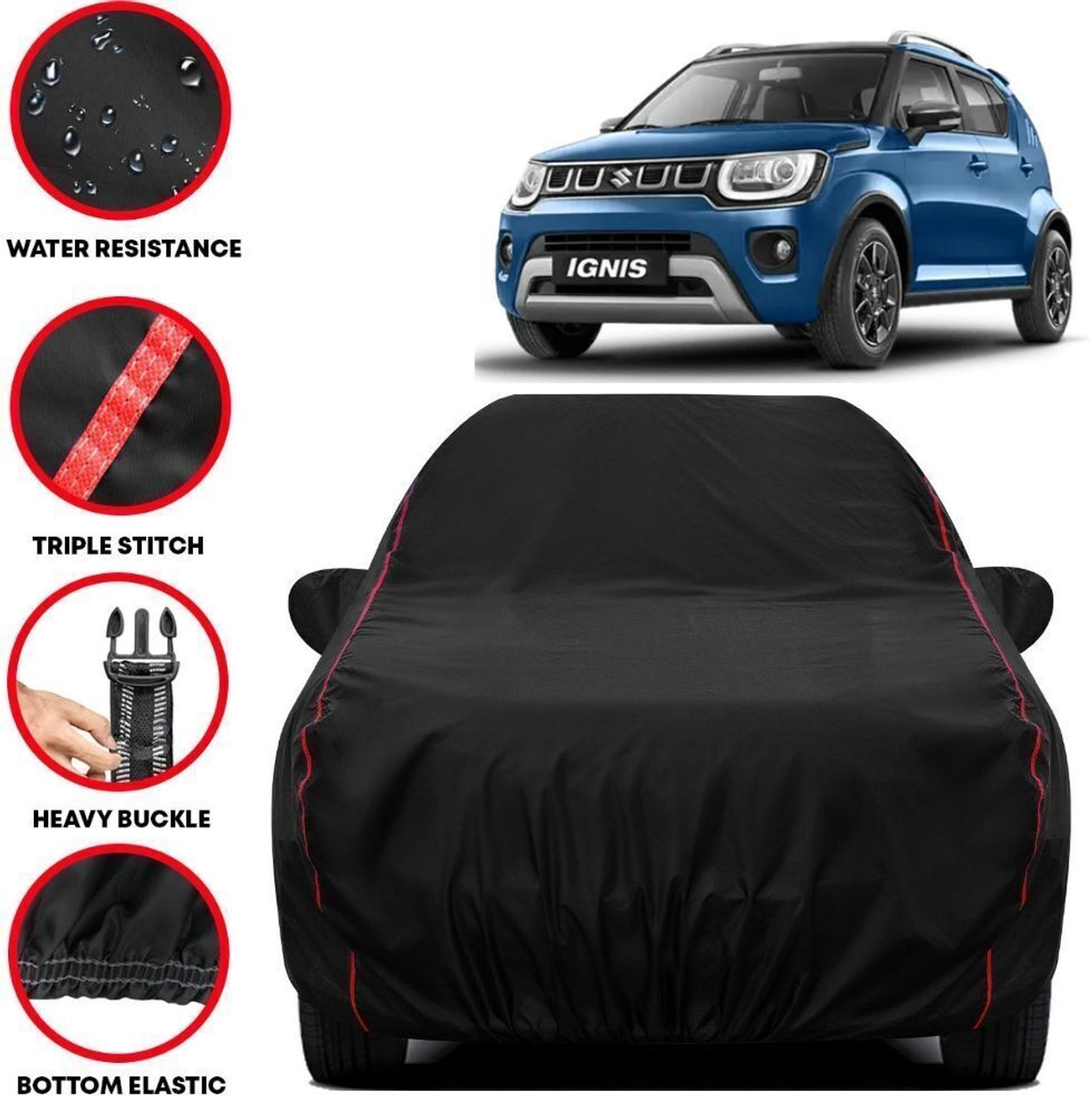 Image of TAXZONE Maruti, Maruti Suzuki Ignis, Ignis 1.2 Sigma, Ignis 1.3 Zeta, Ignis 1.3 Delta, Ignis 1.3 Alpha Body Cover (Grey, For 2020, 2021, 2022, 2023, 2024, 2025 Models)