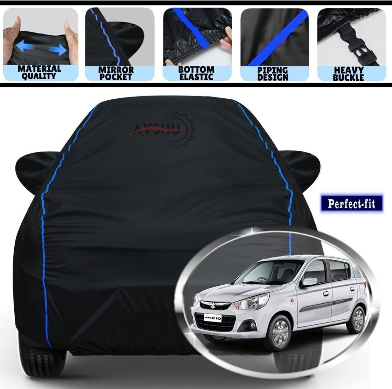 Image of BOTAUTO Hyundai Elite i20, Elite i20 Asta 1.2, Universal For Car Body Cover (Blue, For 2008, 2009, 2010, 2011, 2012, 2013, 2014, 2015, 2016, 2017, 2018, 2019, 2020, 2021, 2022, 2023 Models)