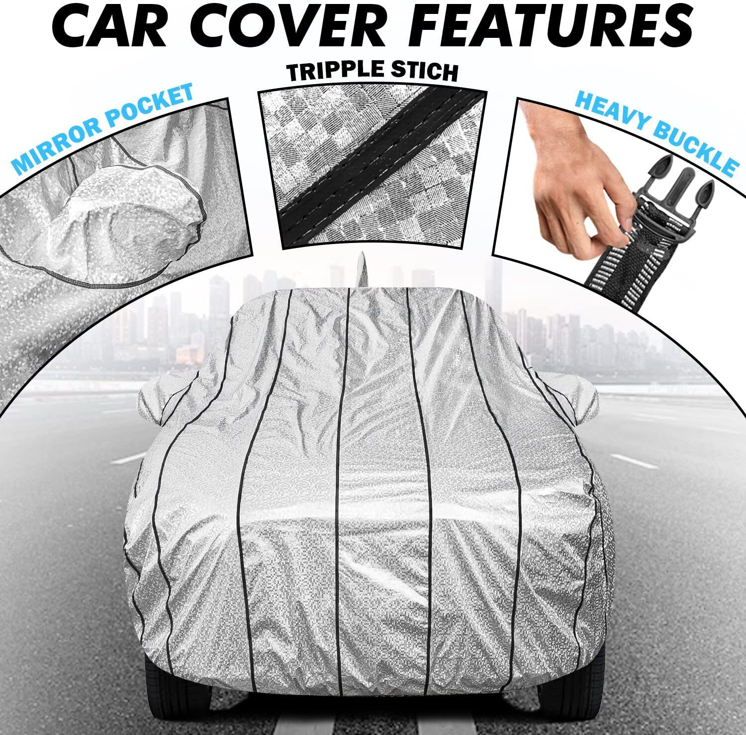 Image of FABTEC Hyundai Grand i10 Body Cover (Silver, Black, For 2026, 2025, 2024, 2023, 2022, 2021, 2020, 2019, 2018 Models)