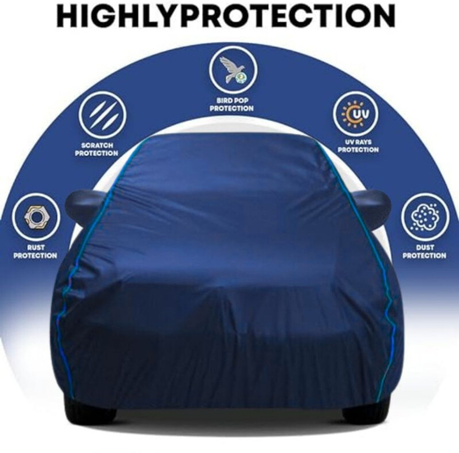 Image of BOTAUTO Hyundai Elite i20, Elite i20 Asta 1.2, Universal For Car Body Cover (Blue, For 2008, 2009, 2010, 2011, 2012, 2013, 2014, 2015, 2016, 2017, 2018, 2019, 2020, 2021, 2022, 2023 Models)
