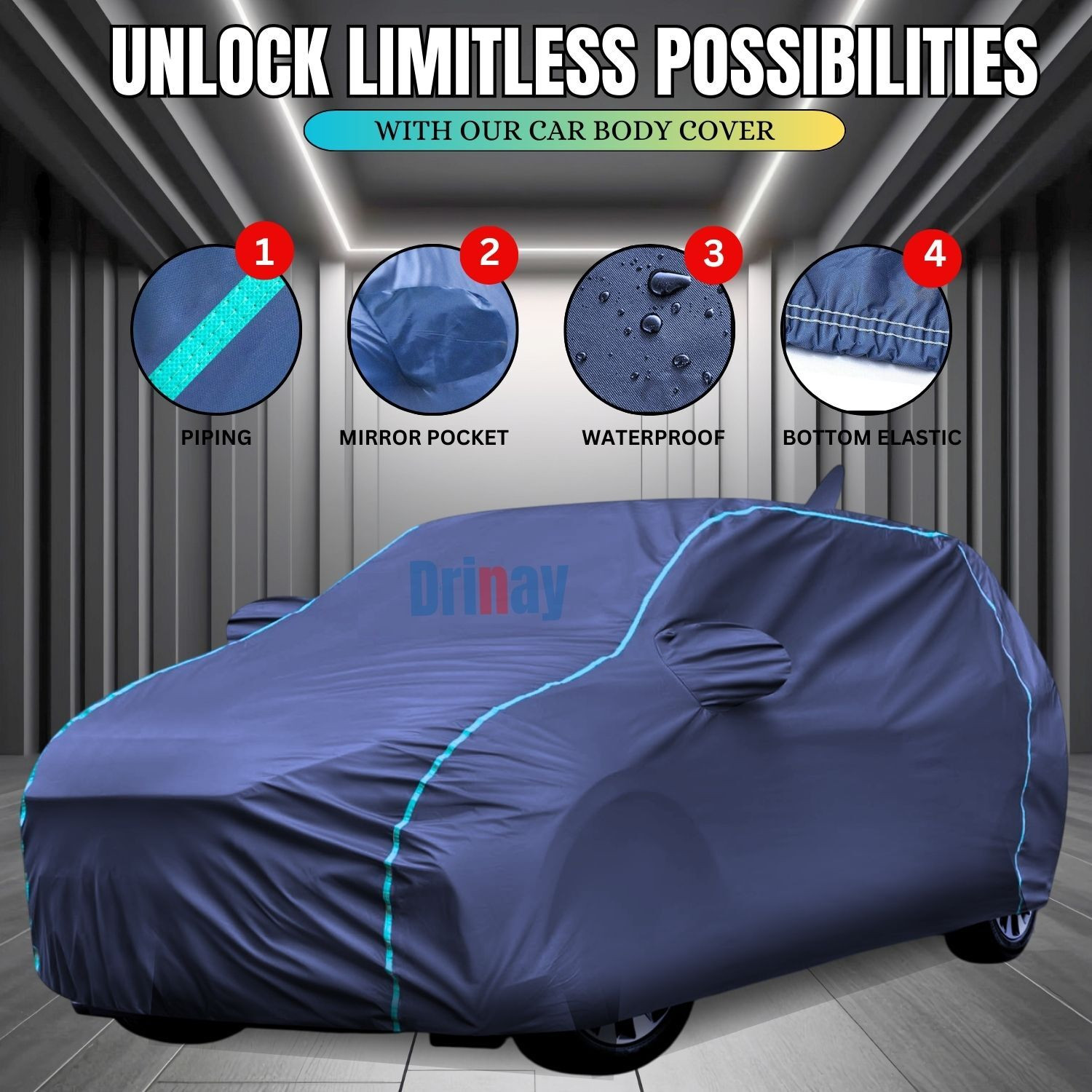 Image of DRINAY Honda Amaze Body Cover (Blue)