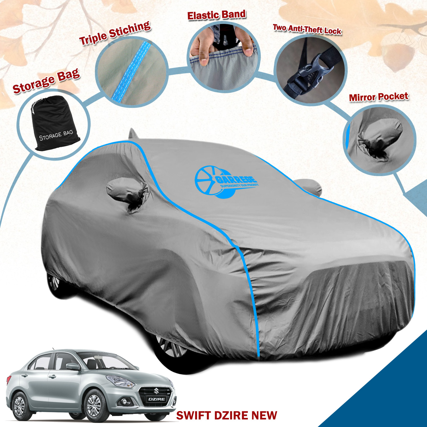 GARREGE Car Cover for Maruti Suzuki Swift Dzire - Image 6