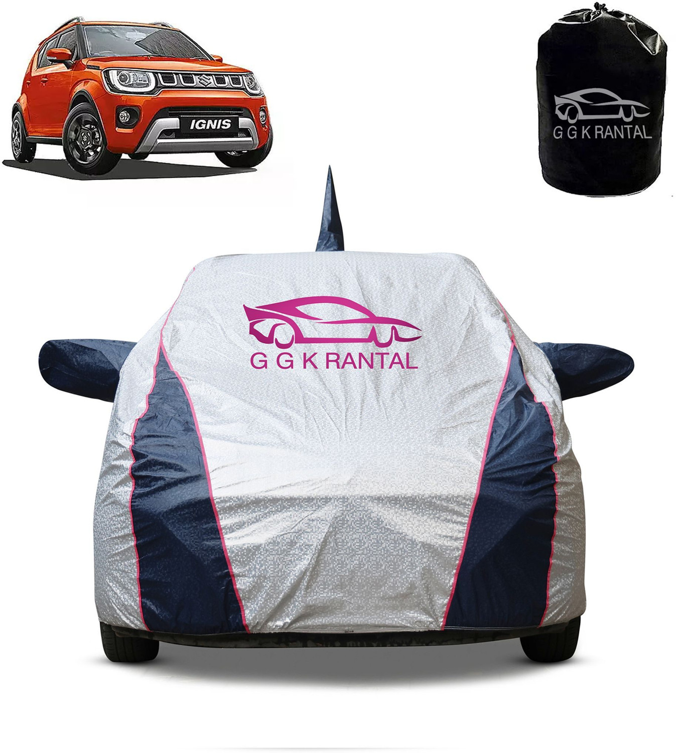 Image of TAXZONE Maruti, Maruti Suzuki Ignis, Ignis 1.2 Sigma, Ignis 1.3 Zeta, Ignis 1.3 Delta, Ignis 1.3 Alpha Body Cover (Grey, For 2020, 2021, 2022, 2023, 2024, 2025 Models)