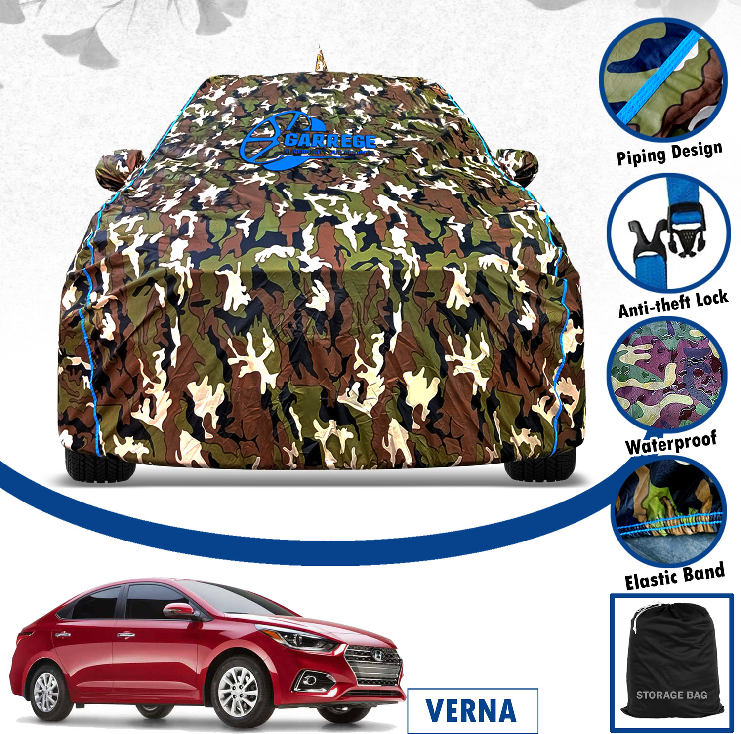 Image of TAXZONE Hyundai Verna, Verna Facelift, Verna Fluidic INHR, Verna CRDi 1.6 E, Verna 1.5 ABS Body Cover (Multicolor, For 2018, 2019, 2020, 2021, 2022, 2023, 2024, 2025 Models)