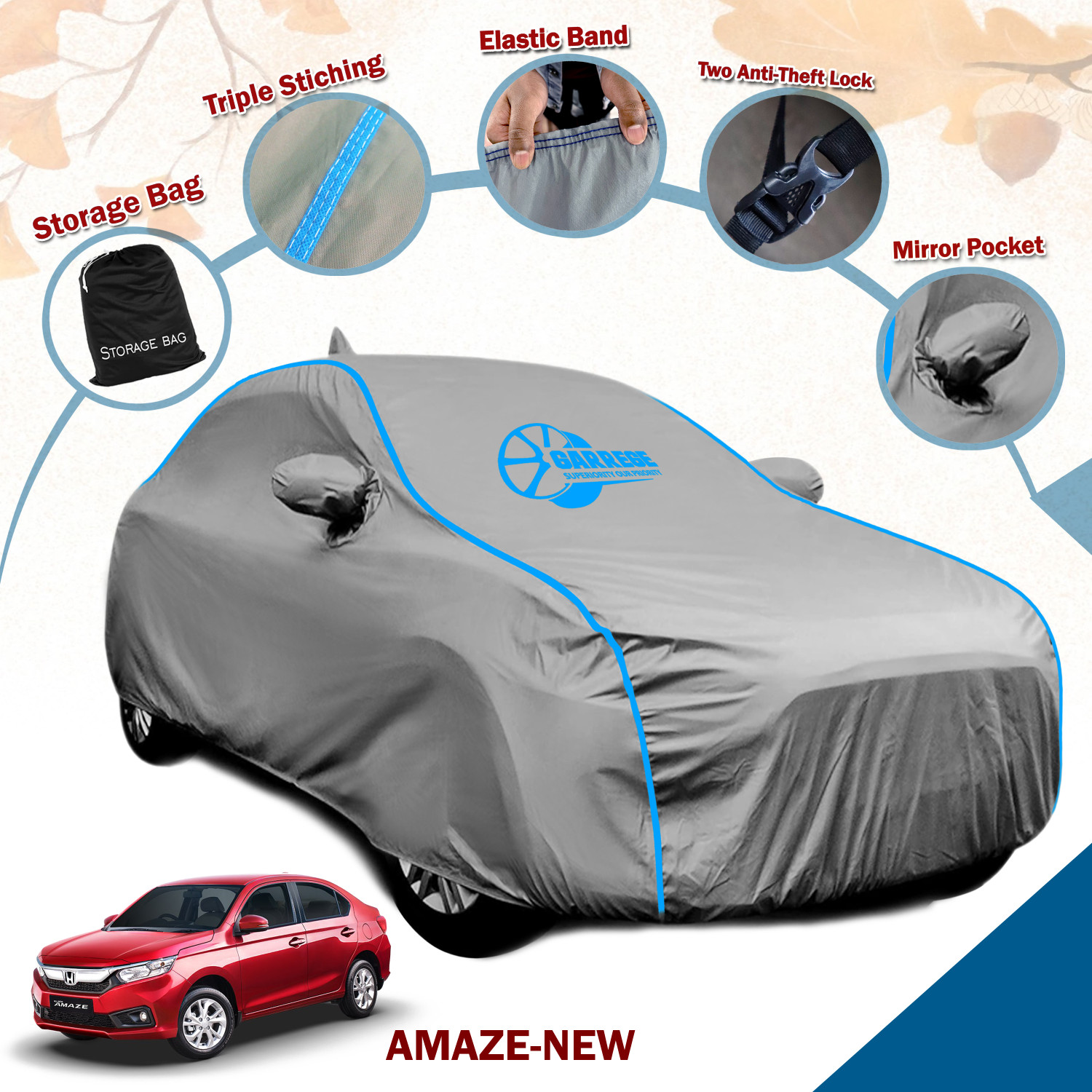 Image of DRINAY Honda Amaze Body Cover (Blue)