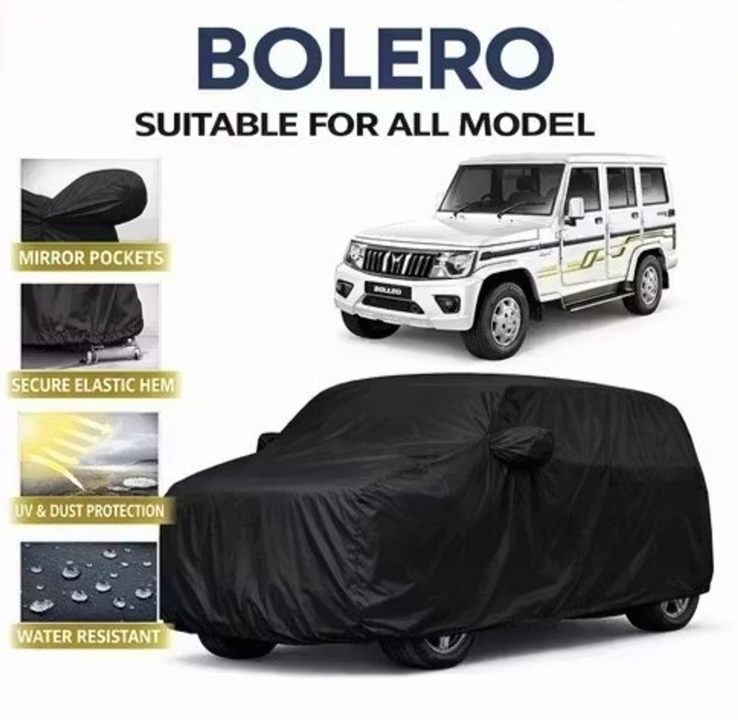 NEXTAURA Mahindra Bolero Car Cover Black - Image 6