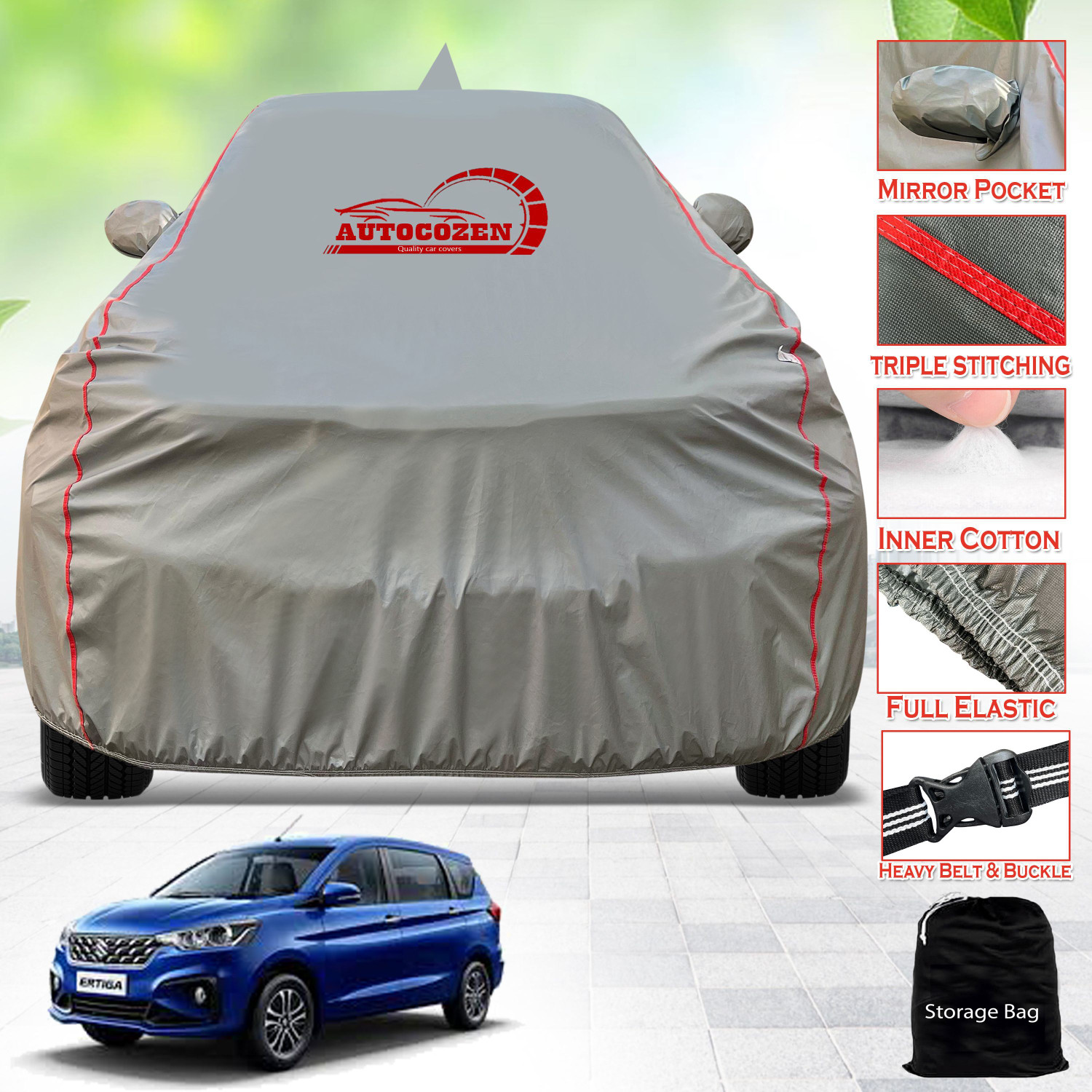 Image of TAXZONE Maruti Suzuki Ertiga, Ertiga LXI, Ertiga VXI, Ertiga VXI Body Cover (Multicolor, For 2015, 2016, 2017, 2018, 2019, 2020, 2021, 2022, 2023, 2024 Models)