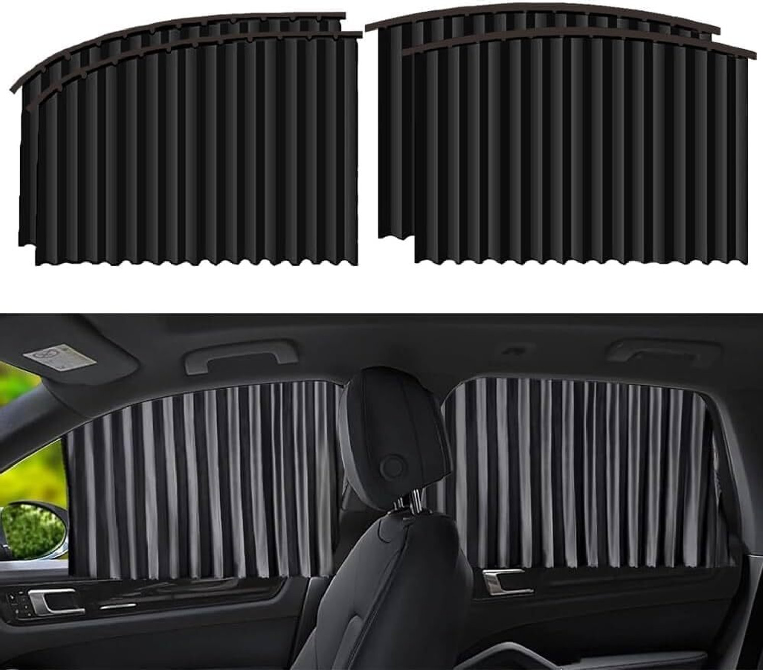 Image of xhawk Universal Car 4Pcs Side Window Curtains Magnetic Foldable Privacy Pleated Car Curtain