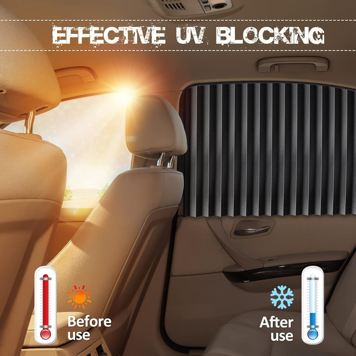 Image of xhawk Universal Car 4Pcs Side Window Curtains Magnetic Foldable Privacy Pleated Car Curtain