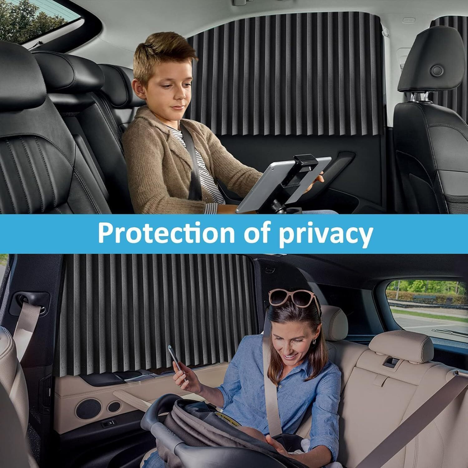 Image of xhawk Universal Car 4Pcs Side Window Curtains Magnetic Foldable Privacy Pleated Car Curtain