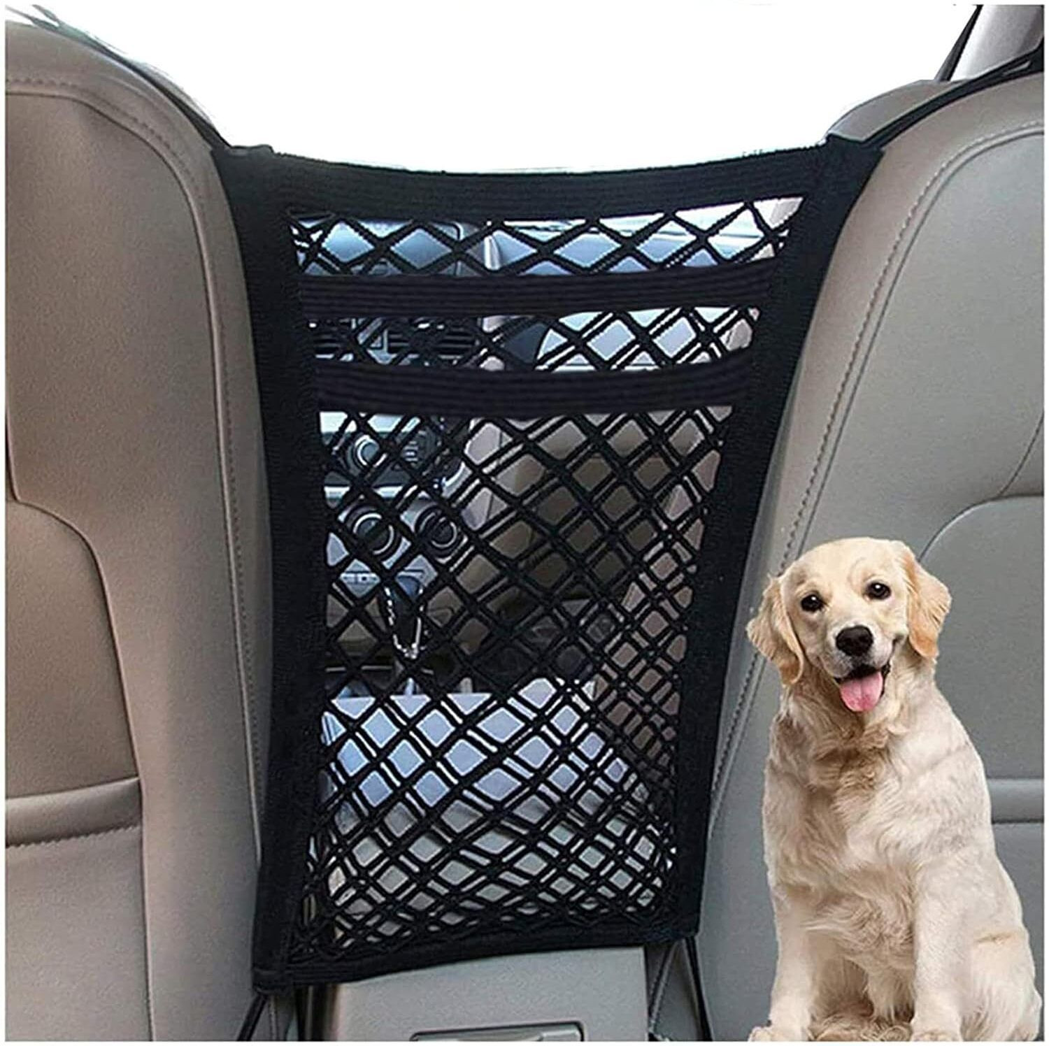 Image of Elpenor 3-Layer Car Mesh Organizer, Seat Back Net Bag, Automotive Seat Back Organizers, Car Storage Bag (4 L)