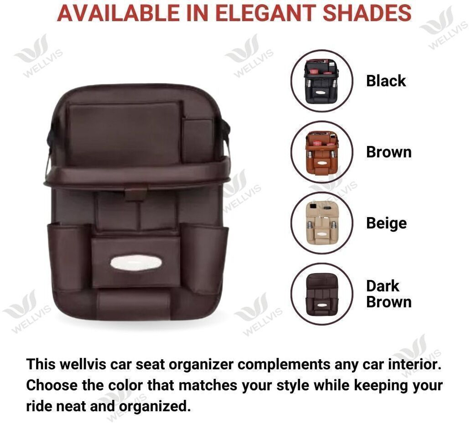 Image of Elpenor 3-Layer Car Mesh Organizer, Seat Back Net Bag, Automotive Seat Back Organizers, Car Storage Bag (4 L)