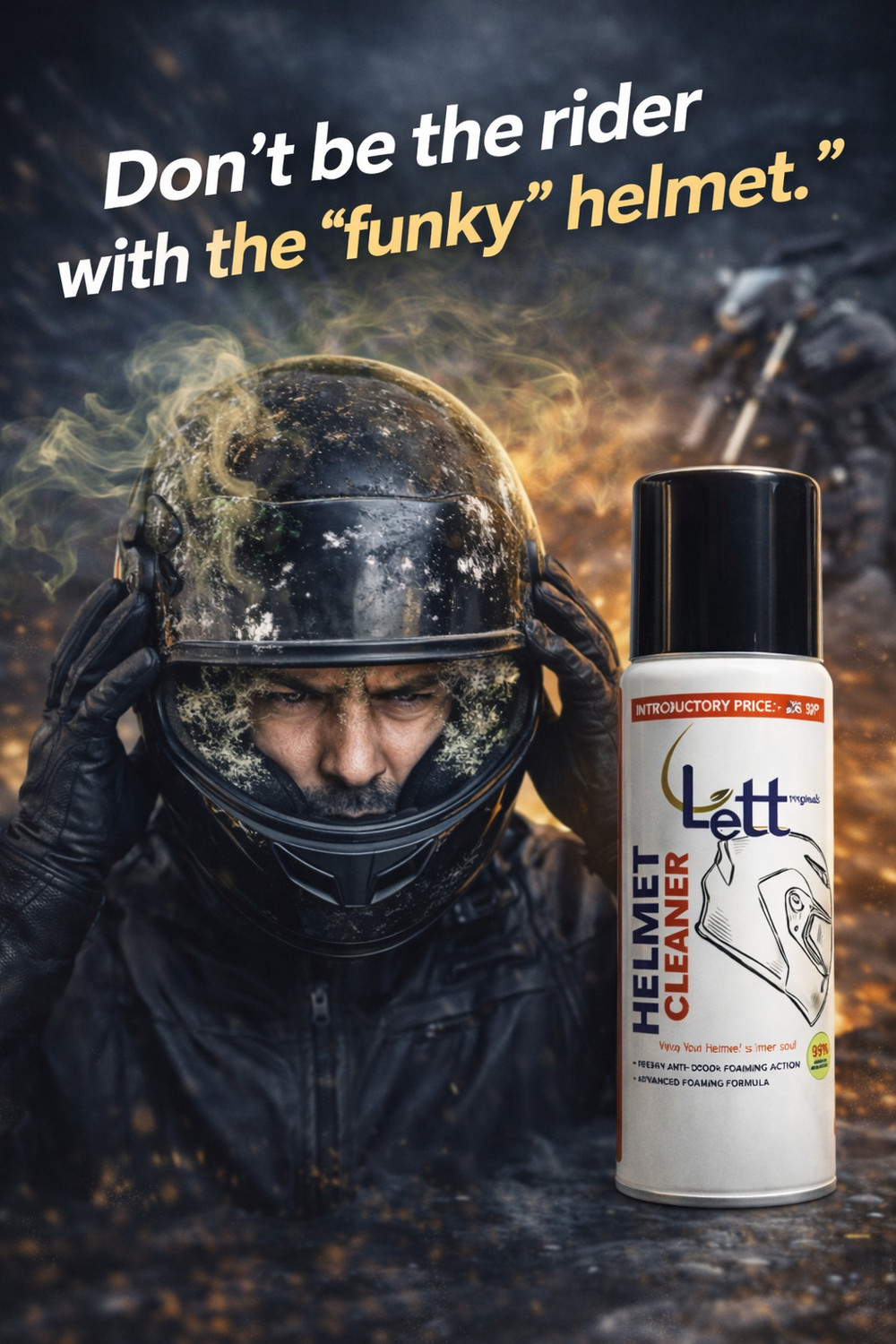 Image of Lett Originals Helmet Cleaner Foam | Removes Odour, Sweat & Germs | 120 ml LT02022 Vehicle Interior Cleaner (120 ml)