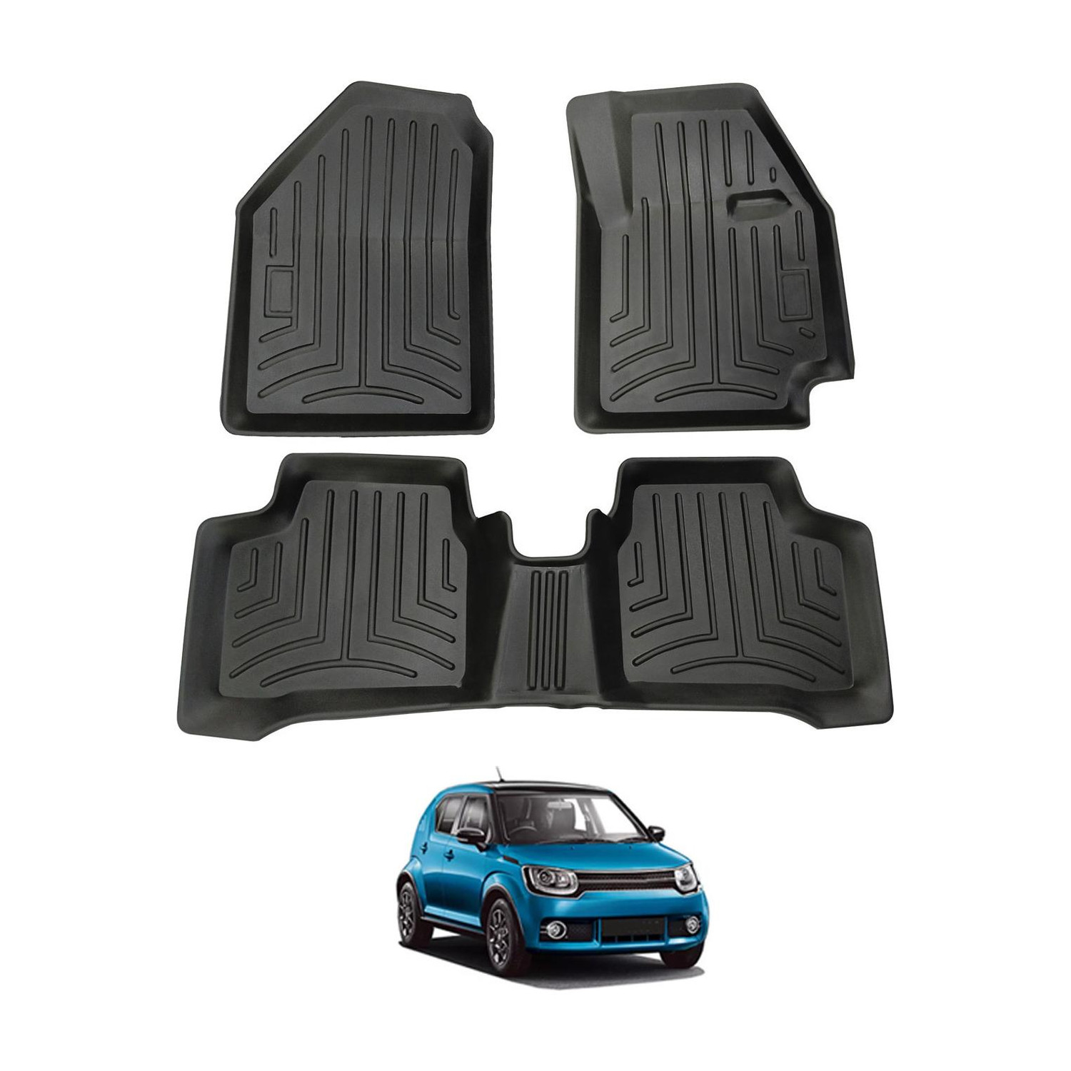 Image of Footsace Leather 7D Mat For Maruti Suzuki Ignis (Silver)