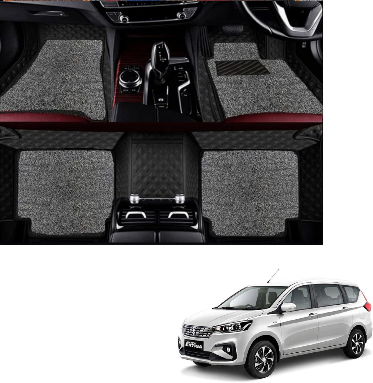 Image of Footsace Leather 7D Mat For Maruti Suzuki Ignis (Silver)