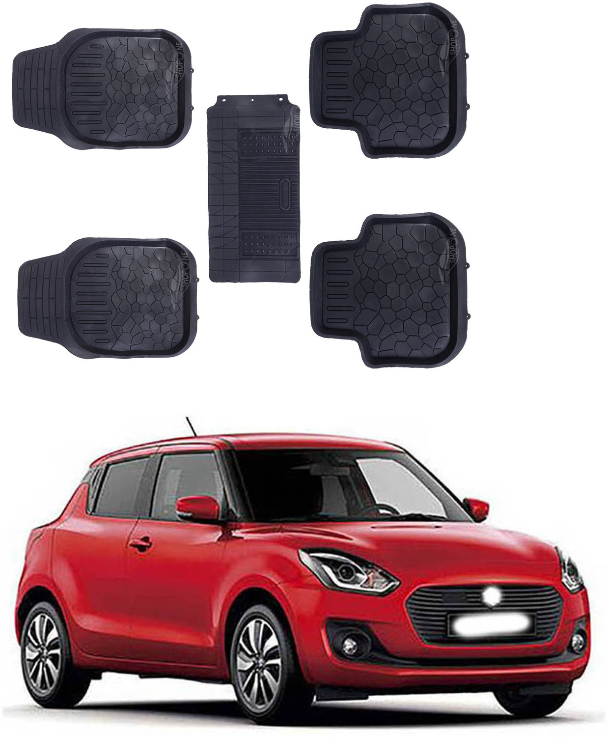 Image of Shopone Rubber Standard Mat For Universal For Car (Black)