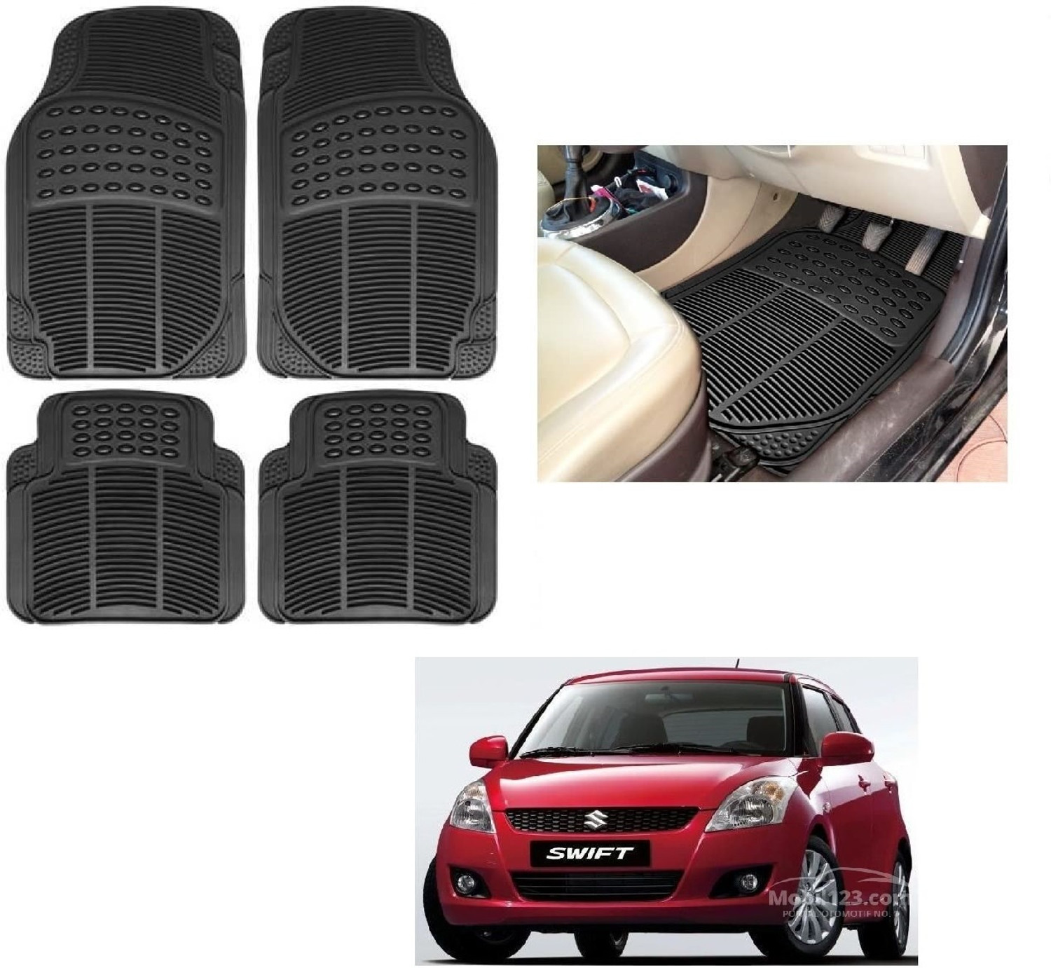 Image of Shopone Rubber Standard Mat For Universal For Car (Black)