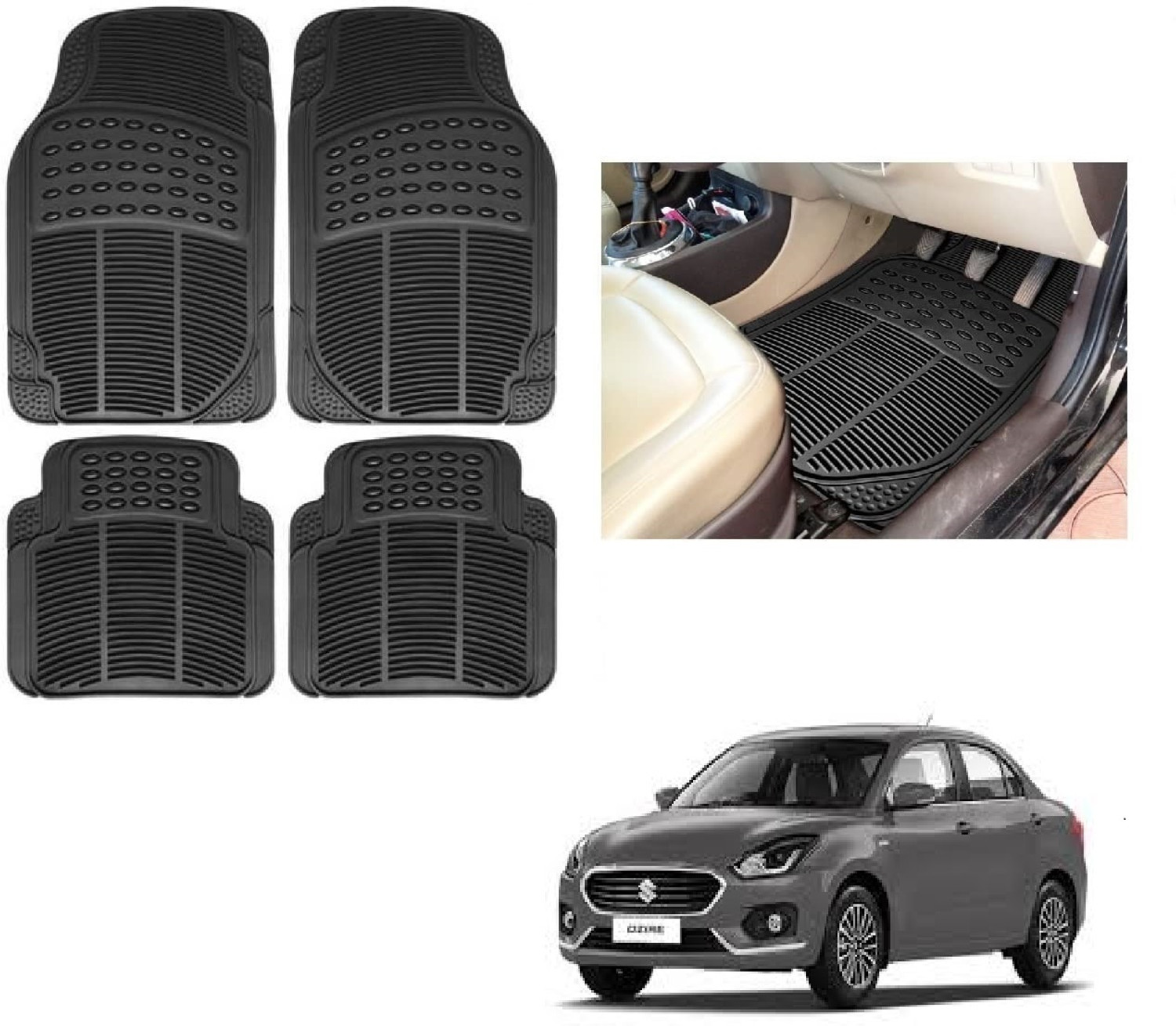 Image of Shopone Rubber Standard Mat For Universal For Car (Black)