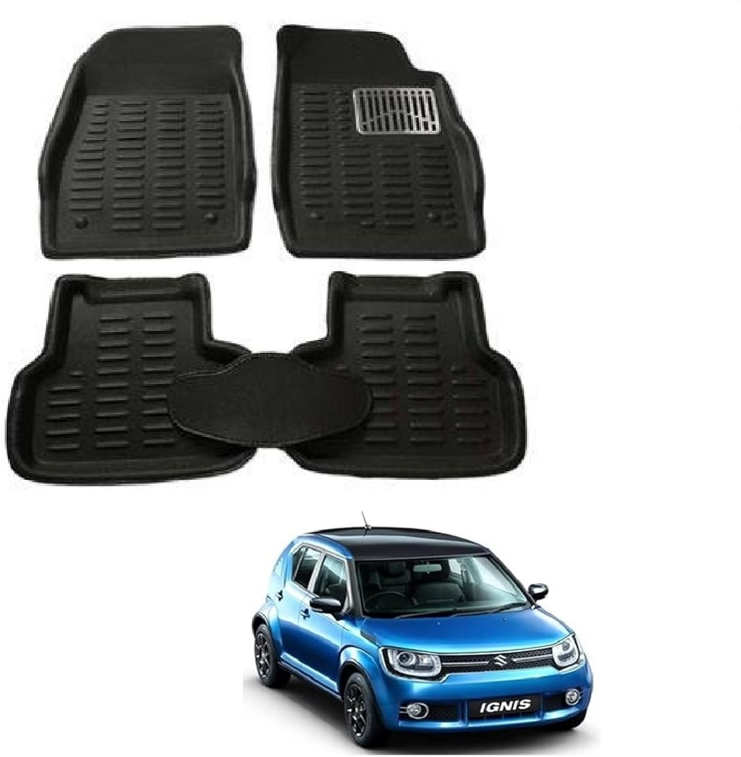 Image of Footsace Leather 7D Mat For Maruti Suzuki Ignis (Silver)