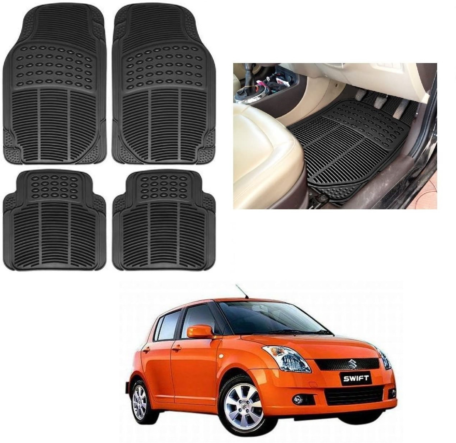 Image of Shopone Rubber Standard Mat For Universal For Car (Black)