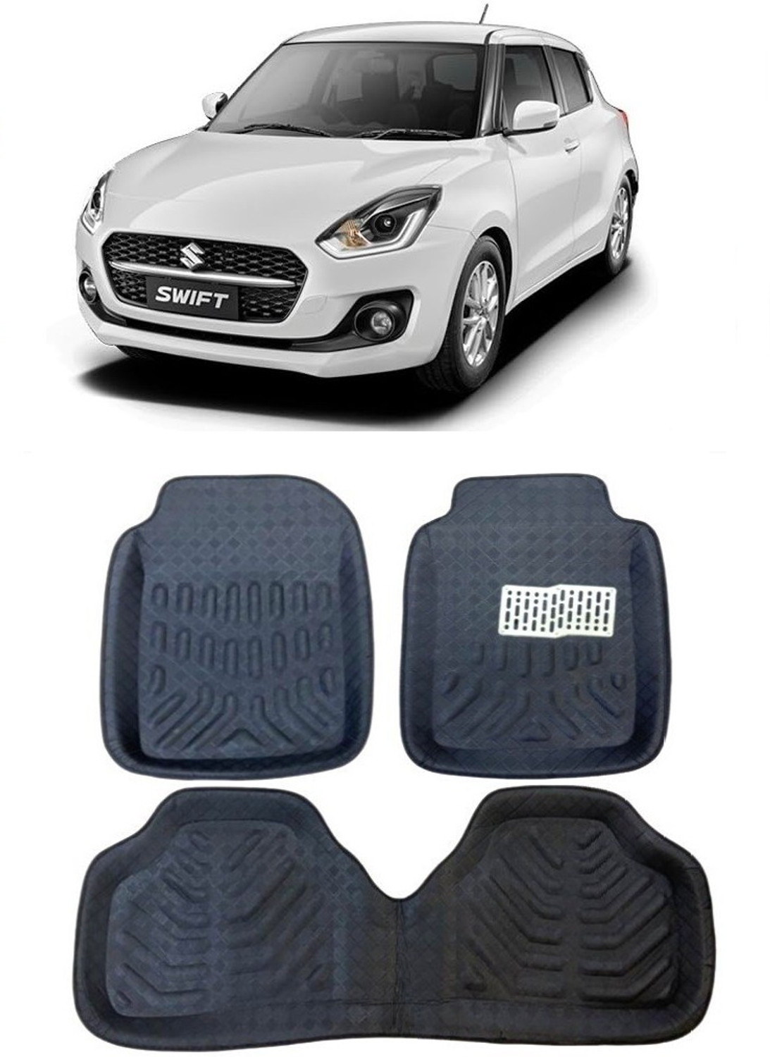 Image of Shopone Rubber Standard Mat For Universal For Car (Black)