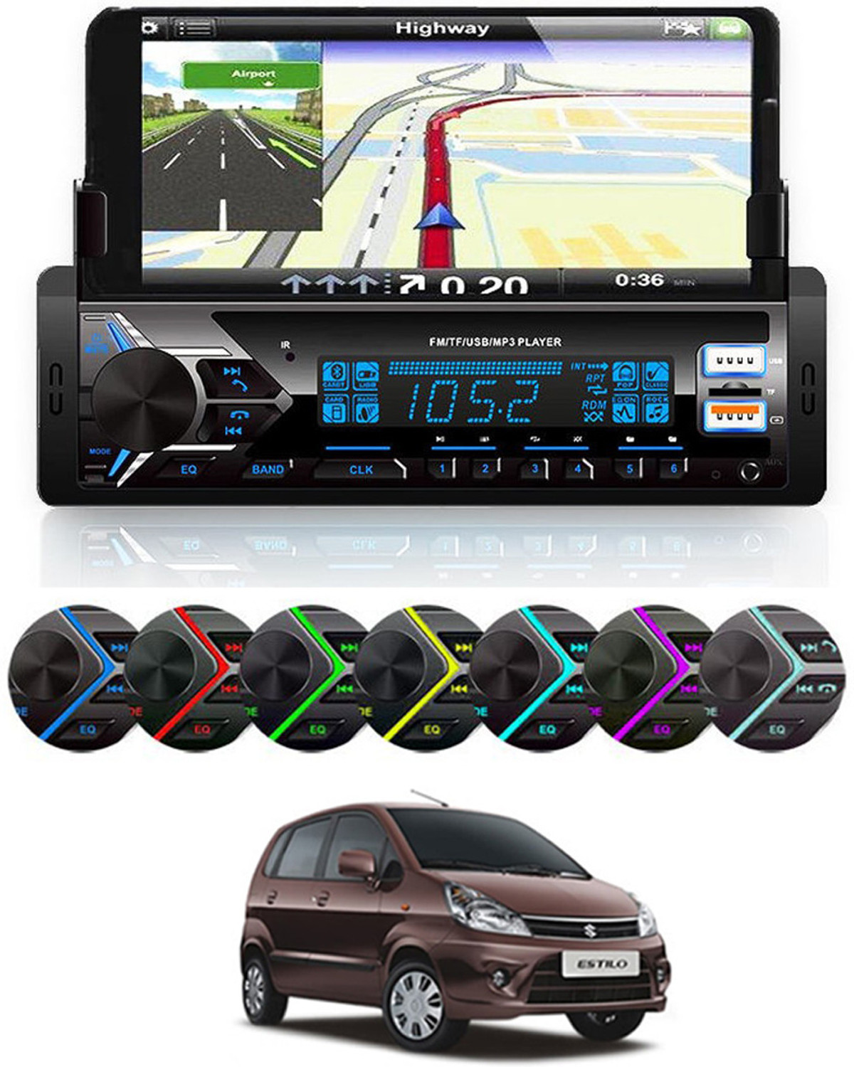 Image of MATIES Media Player With Phone Holder MP3 Player with BT /FM /USB /AUX For-Zen Estilo Car Stereo (Single Din)