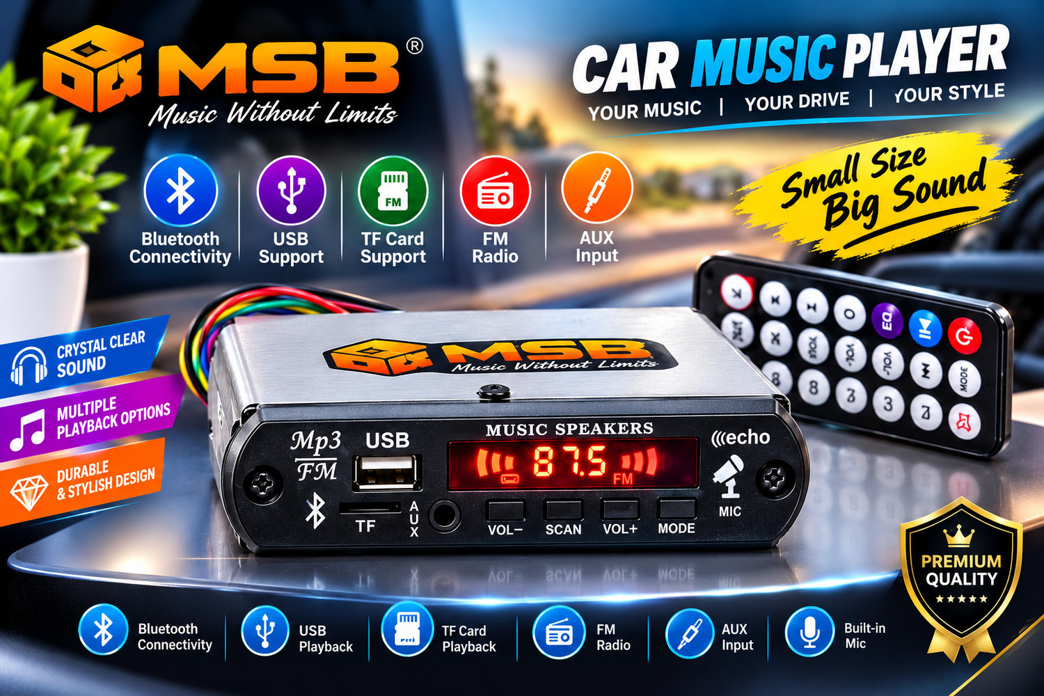 MSB MINI MAGIC BT/USB PLAYER Car Stereo - Image 4