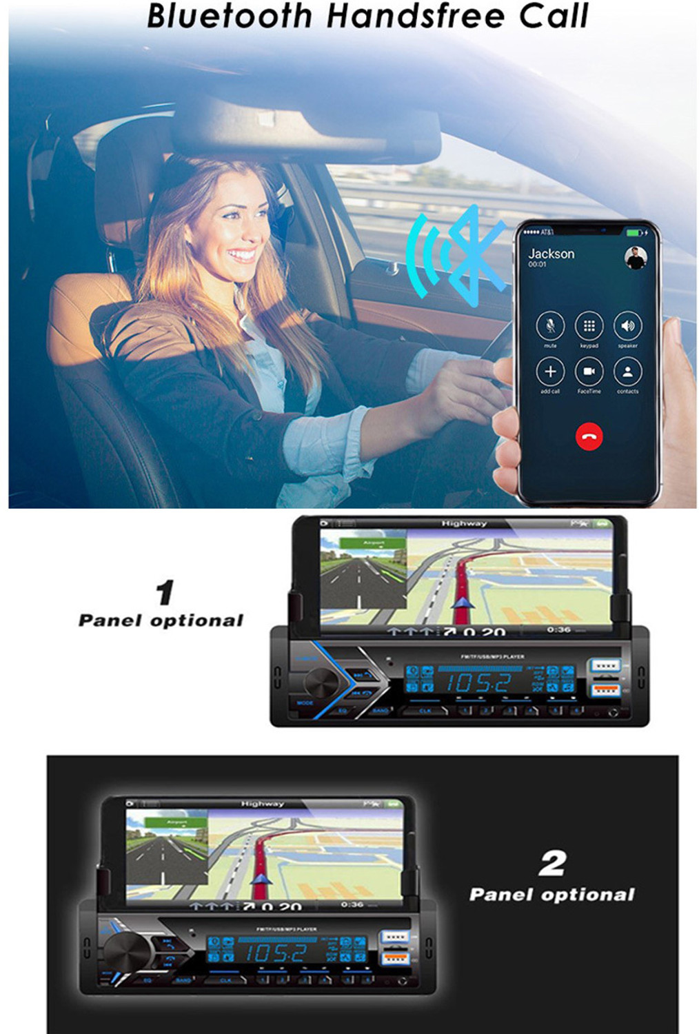 Image of MATIES Media Player With Phone Holder MP3 Player with BT /FM /USB /AUX For-Zen Estilo Car Stereo (Single Din)