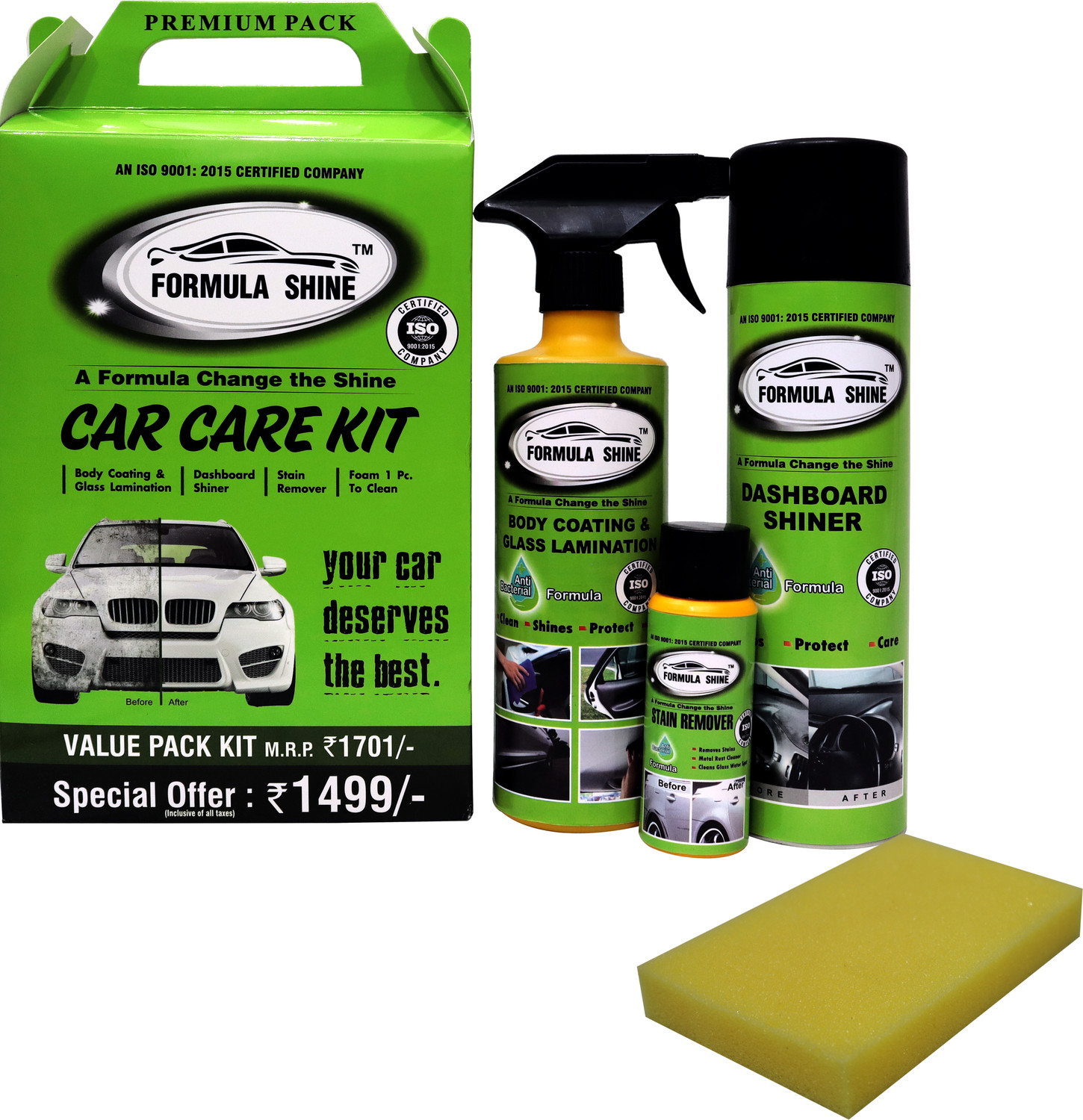 FORMULA SHINE Liquid Car Polish for Dashboard, Exterior, Metal Parts (350 ml, Pack of 1) - Image 1