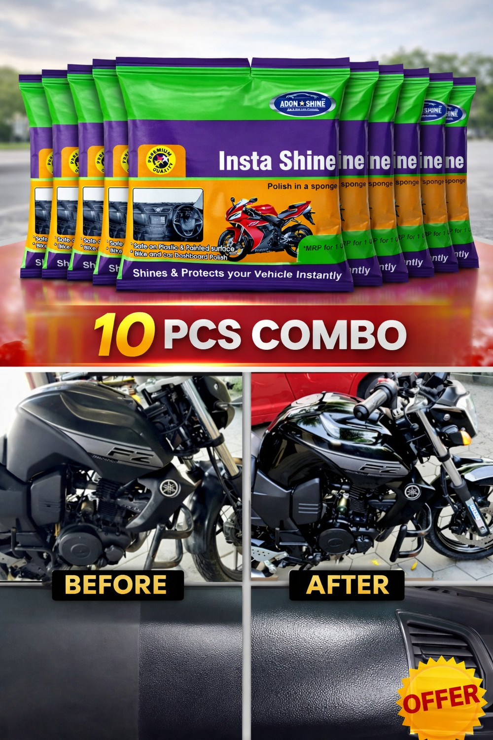 Image of Dazzler Liquid Car Polish for Metal Parts, Dashboard, Chrome Accent, Exterior, Tyres, Windscreen, Bumper, Leather (300 ml)
