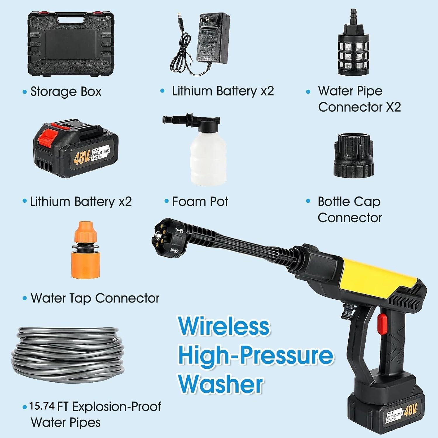 Image of Zinsy Rechargeable Electric Portable High spread Water press Gun Multi-Purpose Pressure Washer
