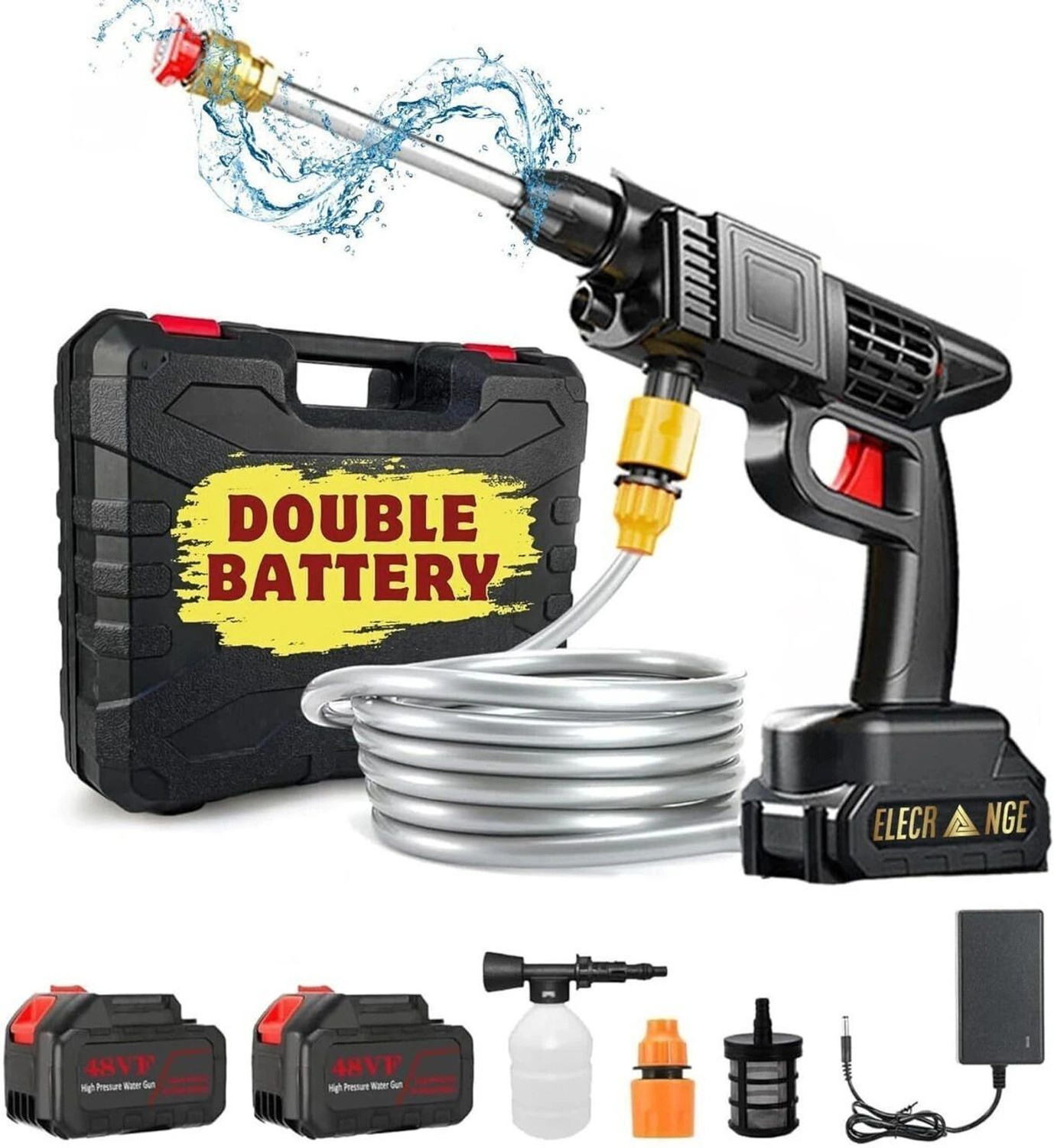 Image of Rlstore Single Battery Cordless Handheld Powerful Gun for Car Washing & Multi-Purpose Pressure Washer