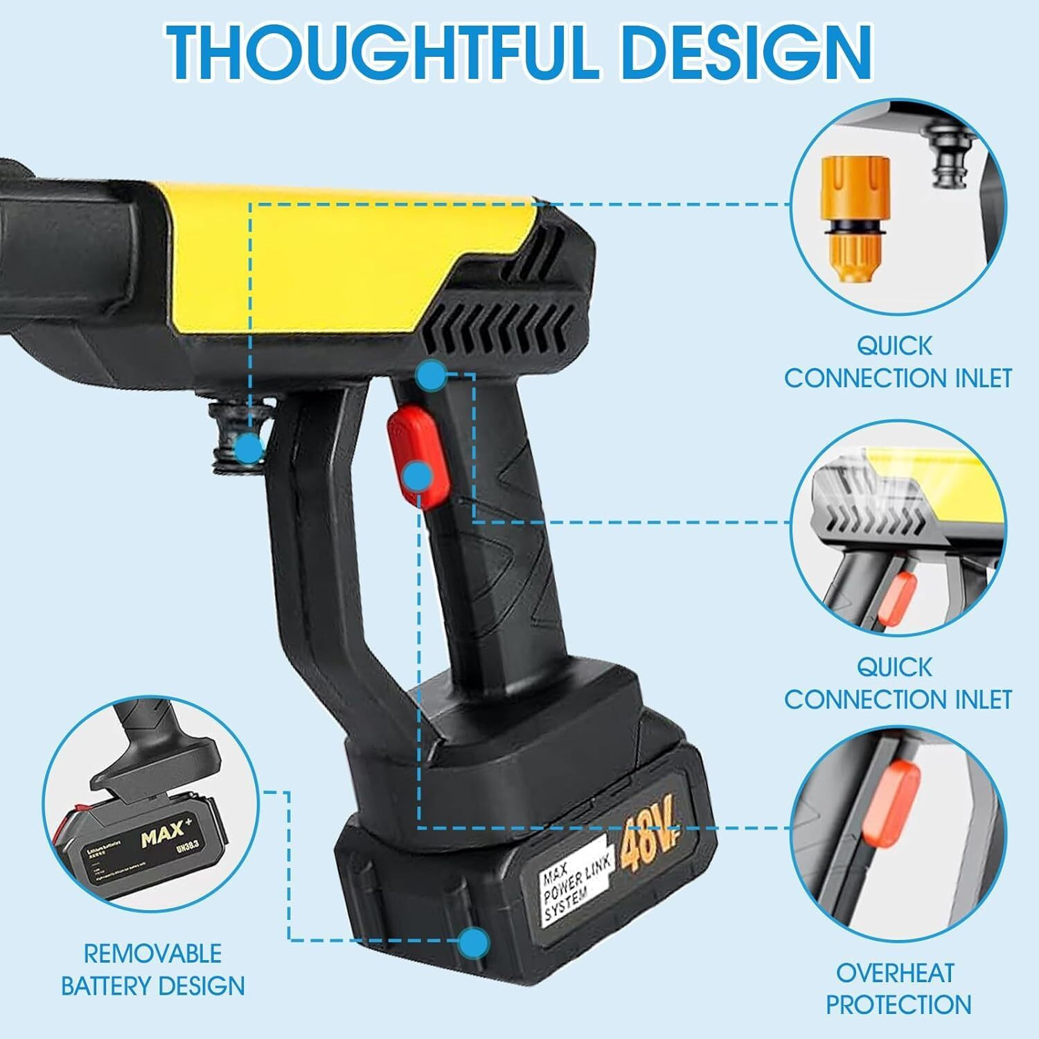Image of Zinsy Rechargeable Electric Portable High spread Water press Gun Multi-Purpose Pressure Washer