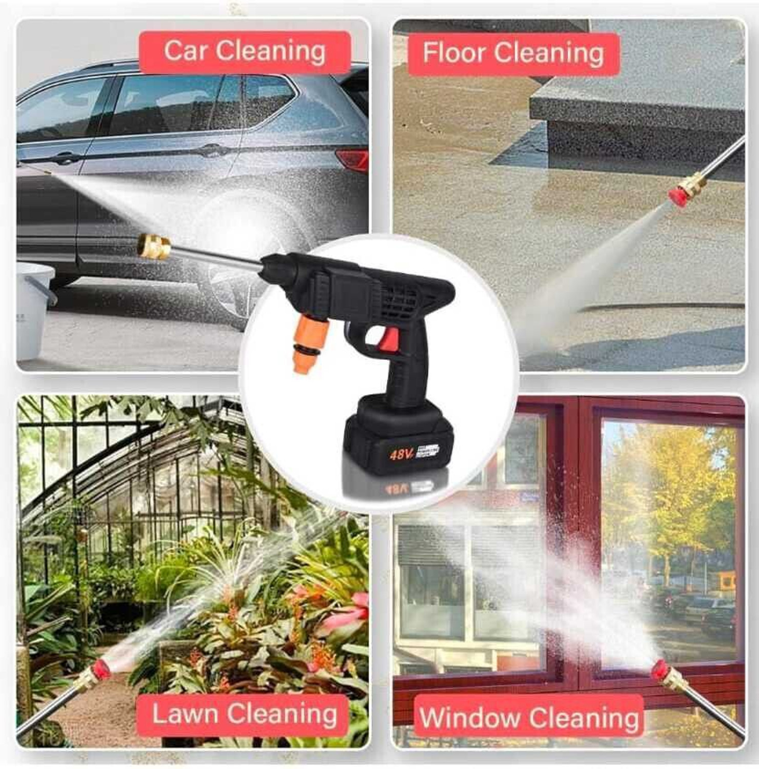 Image of Rlstore (Double Battery) Wireless High Pressure Car Washer&Car Cleaning 48V Spray Gun