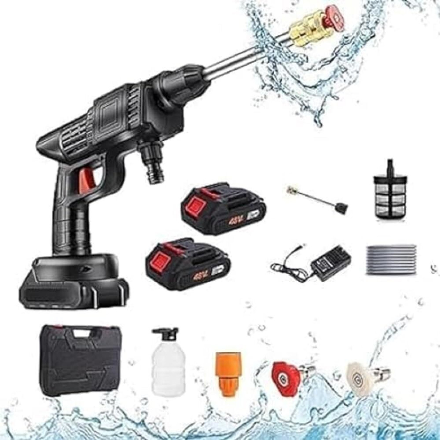 Image of Rlstore Wireless High Electric Pressure Rechargeable Washer Gun for Car Bike,48V Battery Pressure Washer