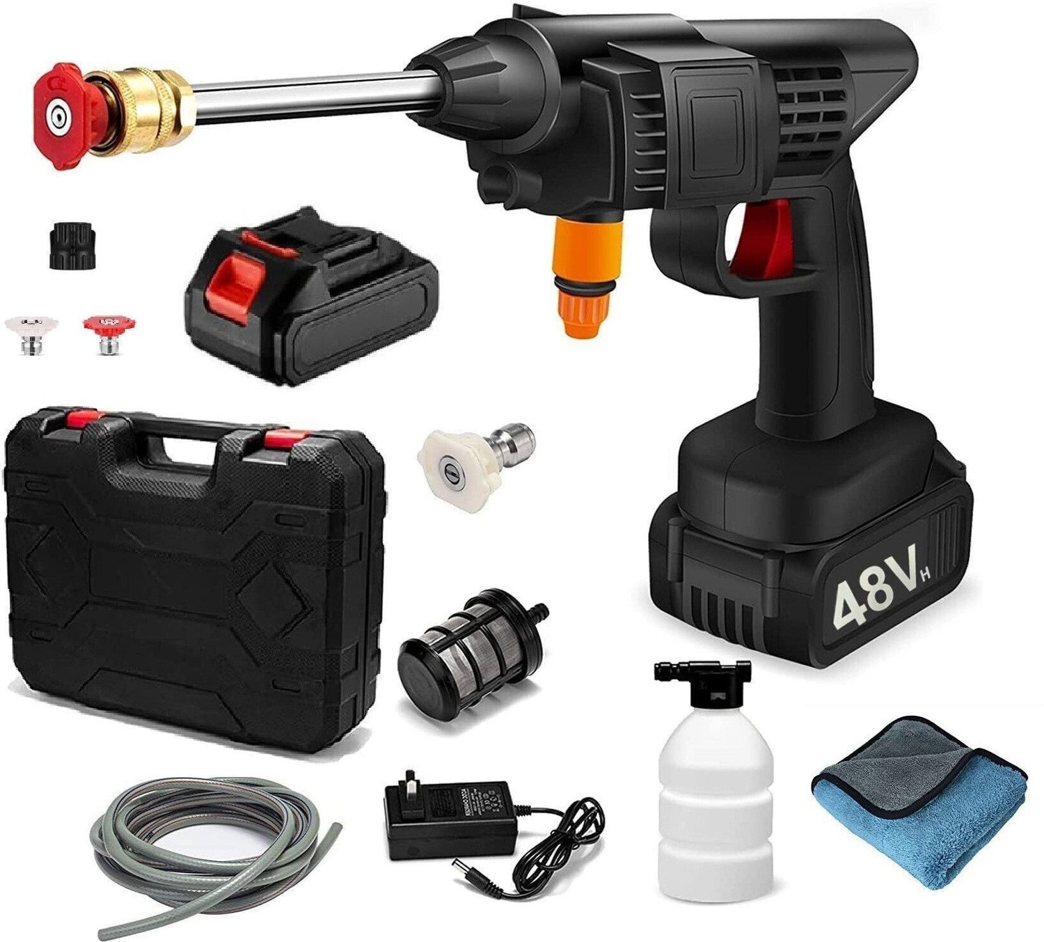 Image of TEXUM BPW Cyan New Wireless 1800 Watt , 60 Bar Rechargeable Battery Pressure Washer